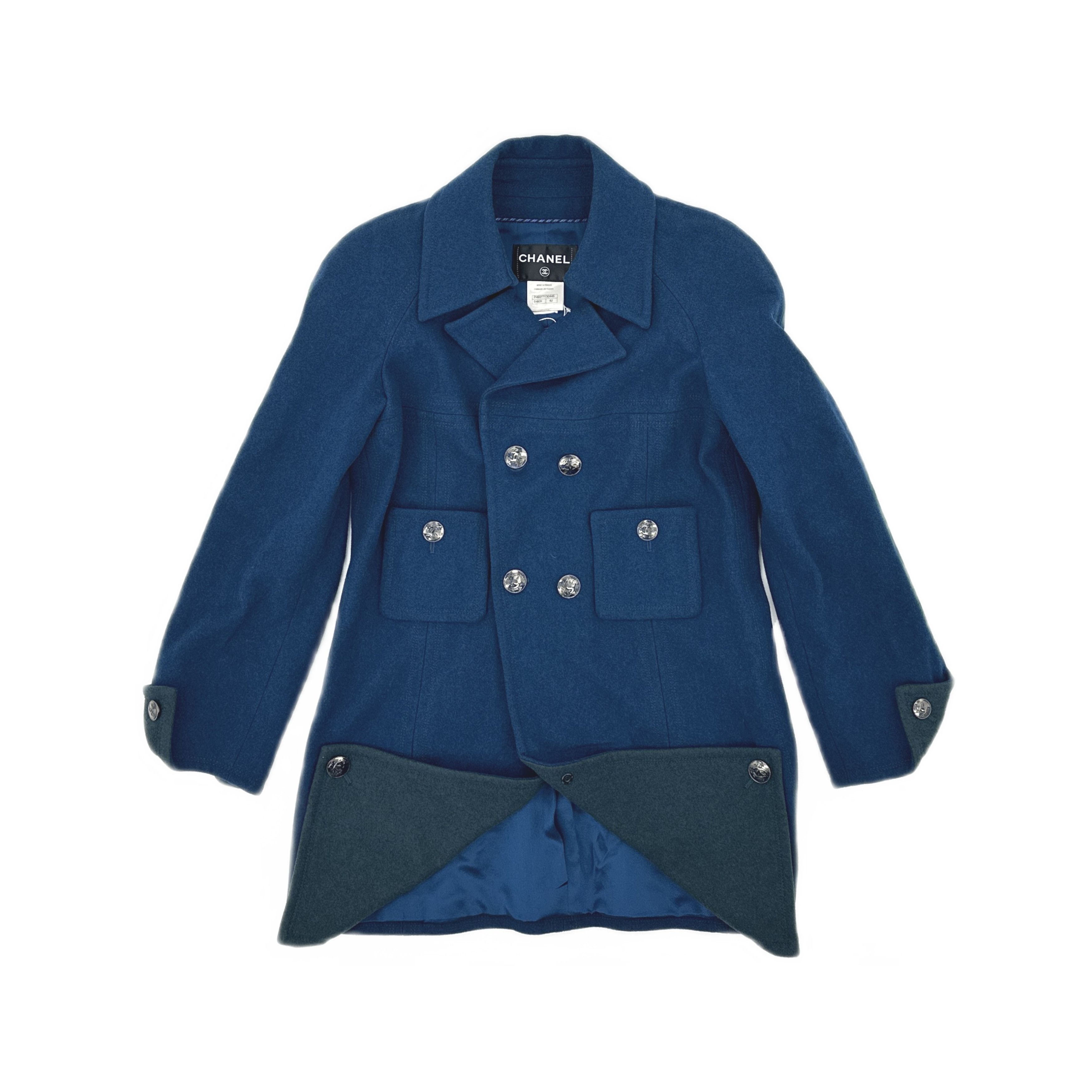 Chanel Chanel Blue Wool Double Breasted Coat Size 42 Size M / US 6-8 / IT 42-44 - 1 Thumbnail