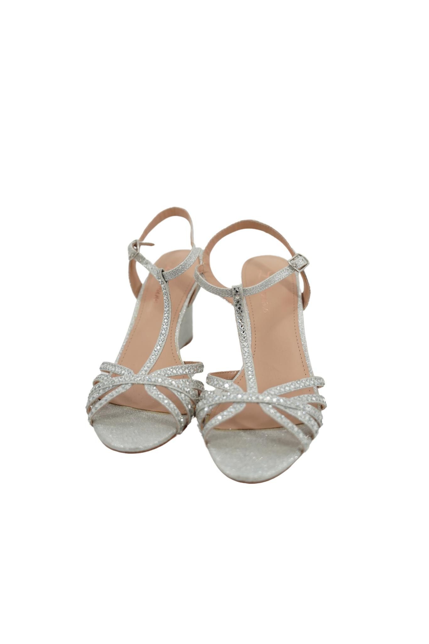 Designer Lauren Lorraine Silver Studded Heels Size 7.5 Size US 7.5 / IT 37.5 - 4 Thumbnail