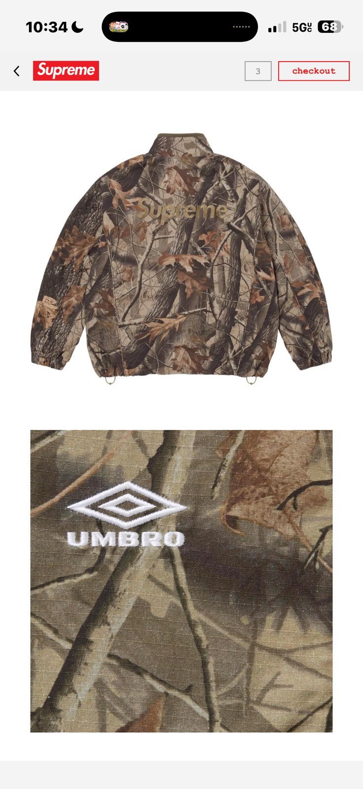 Supreme × Umbro Supreme umbro real tree camo track jacket small Size US S / EU 44-46 / 1 - 2 Thumbnail