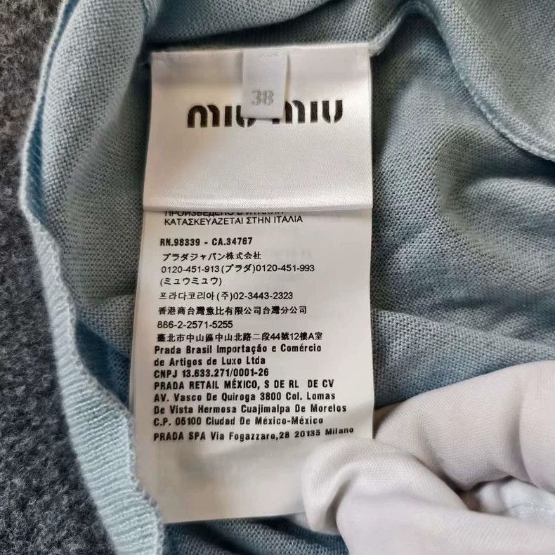 Prada Miu Miu Light Blue Short Sleeve Knit Top -2505 Size US M / EU 48-50 / 2 - 4 Thumbnail