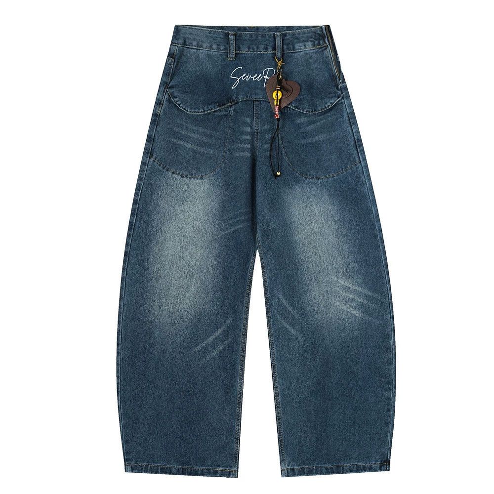Jean American men's retro washed pendant wide-leg scimitar jeans Size US 32 / EU 48 - 1 Thumbnail