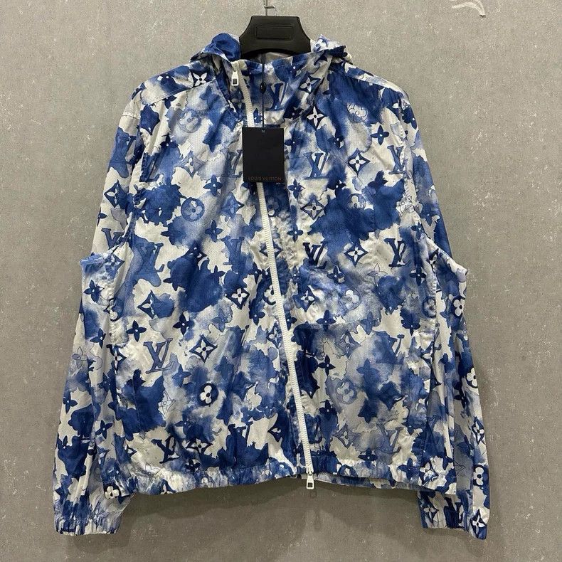 Louis Vuitton Blue and white ink full logo slanting zipper