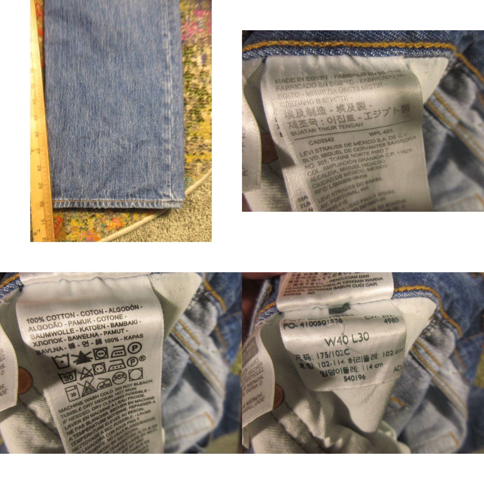 Levi's LEVI'S 501 Jeans 40x30 Original Fit Denim Jeans Button Fly Mid Rise Blue Mens Regular 40 Inseam 30 Distressed Logo Classic USA Vintage-Not-Applicable Size US 40 / EU 56 - 8 Thumbnail