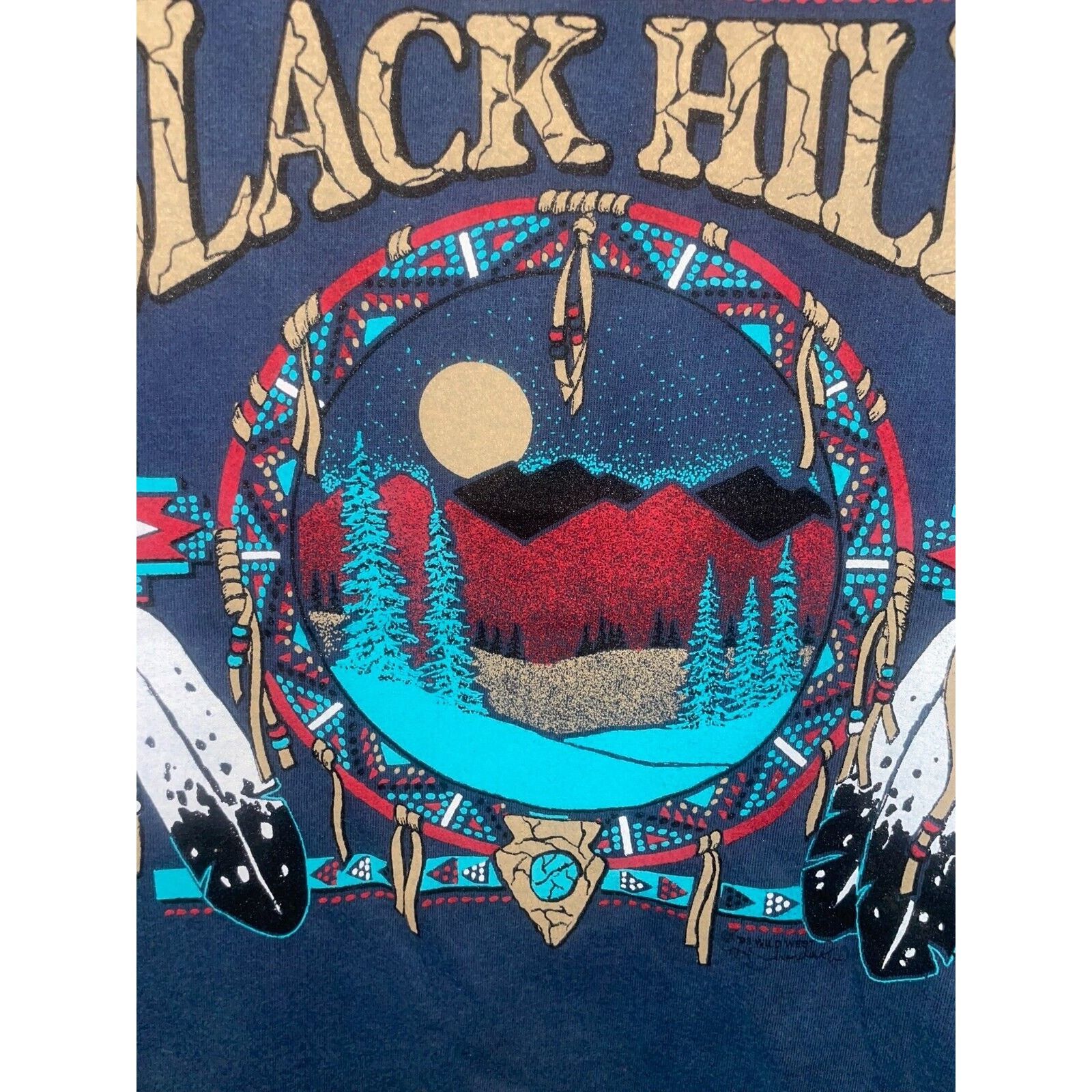 Jerzees Vintage South Dakota Shirt Black Hills VTG Blue Stained 90s Size US M / EU 48-50 / 2 - 2 Thumbnail