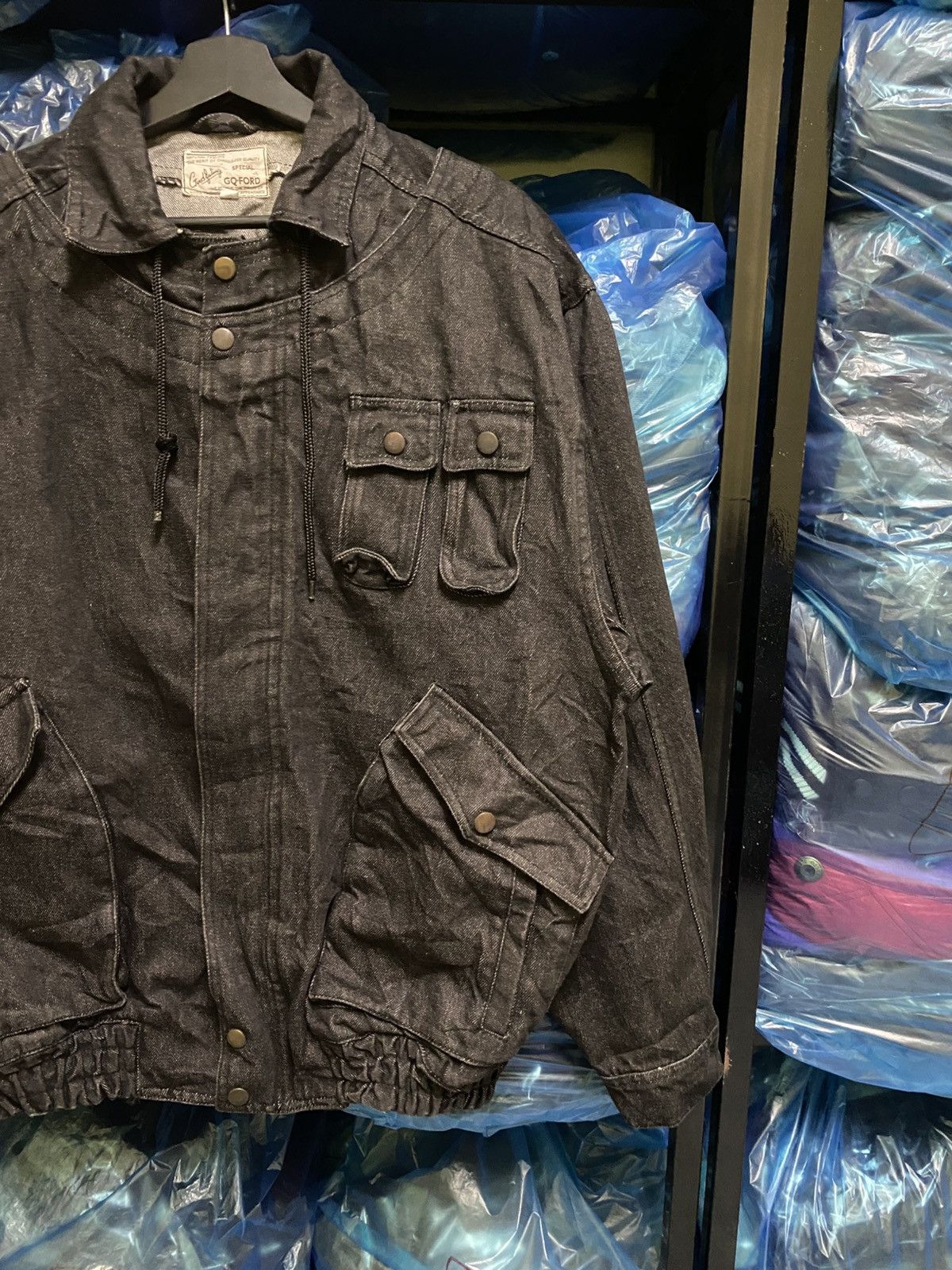 GQ VINTAGE 90s GQ FORD DARK GREY DENIM BOMBER JACKET Size US L / EU 52-54 / 3 - 4 Thumbnail