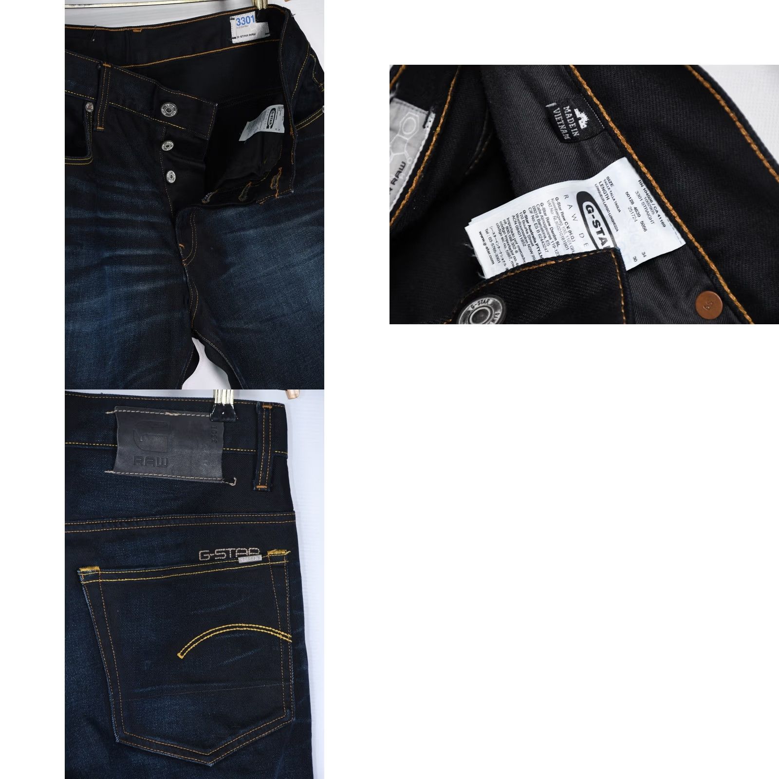 G-Star G-Star 3301 Straight Jeans Main Selling Point Shirt Mens W34 L30 Blue 5-Pocket Denim Regular Fit Vintage No N/A Size US 34 / EU 50 - 8 Thumbnail