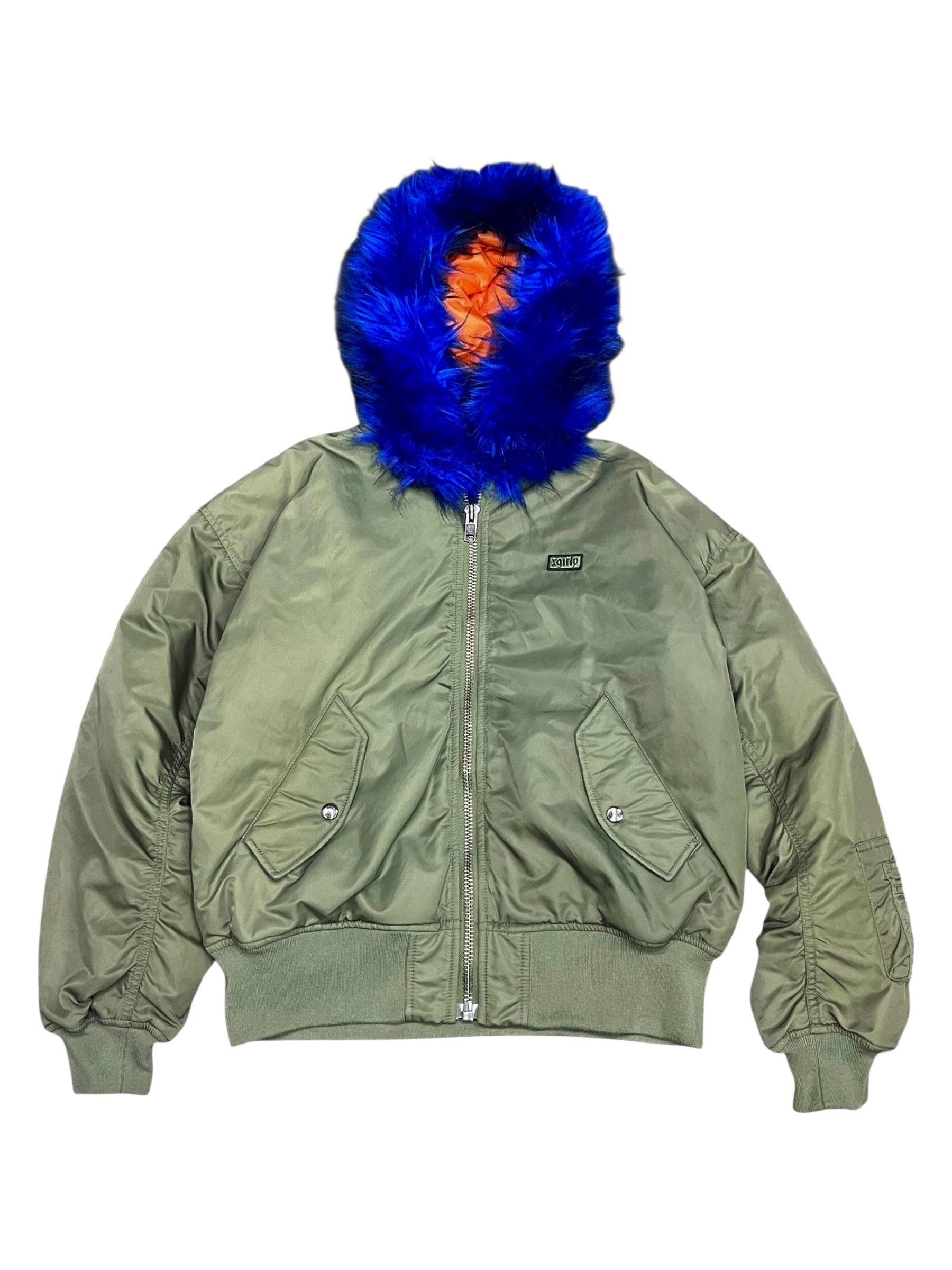 X-Girl 🔥GORGEOUS X-GIRL Ice Blue Fur MA-1 Bomber Jacket Vintage Size M / US 6-8 / IT 42-44 - 1 Thumbnail