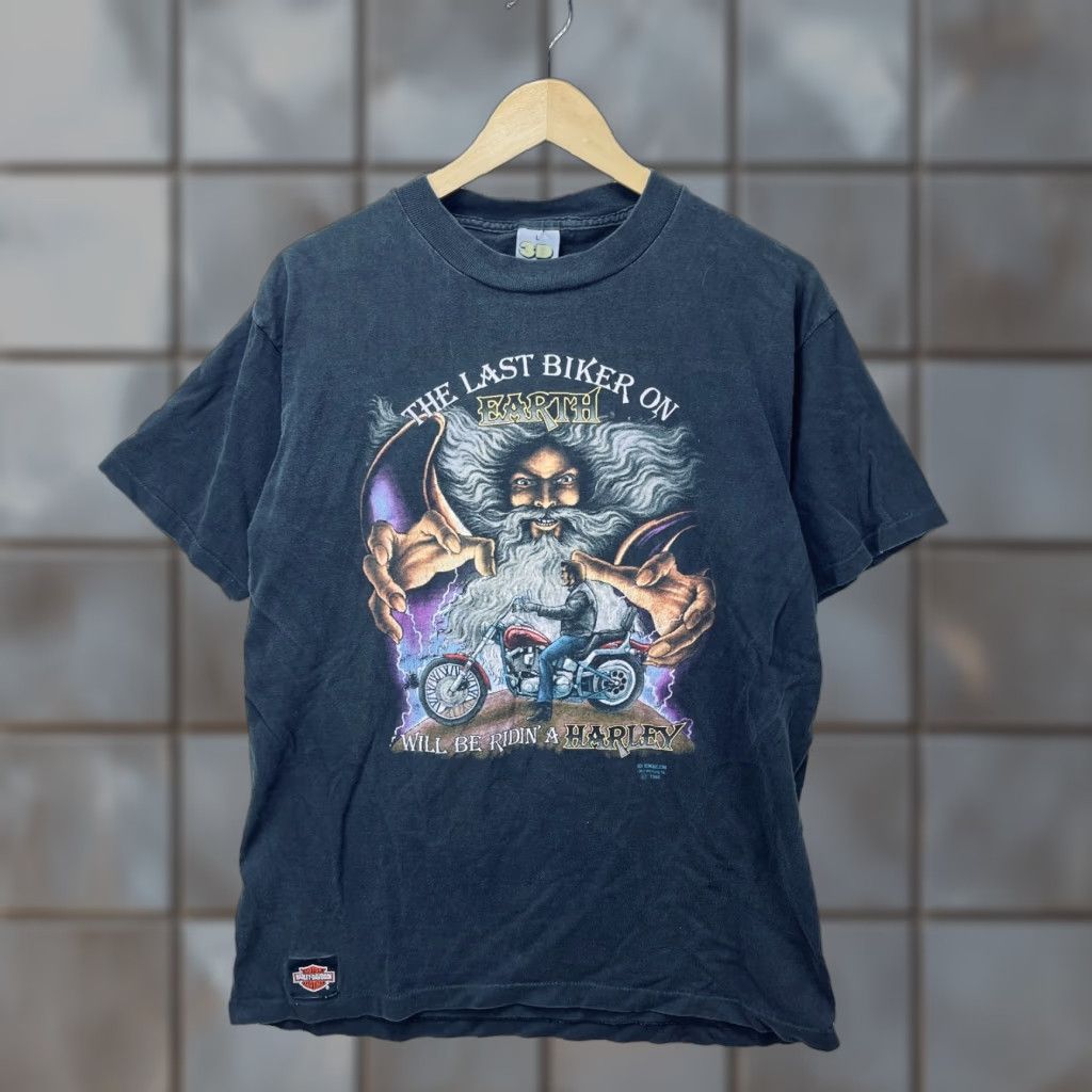 Harley Davidson VINTAGE Harley-Davidson 3D Emblem The Last Biker on Earth T-Shirt Large Mens Regular L Black Size US L / EU 52-54 / 3 - 1 Thumbnail