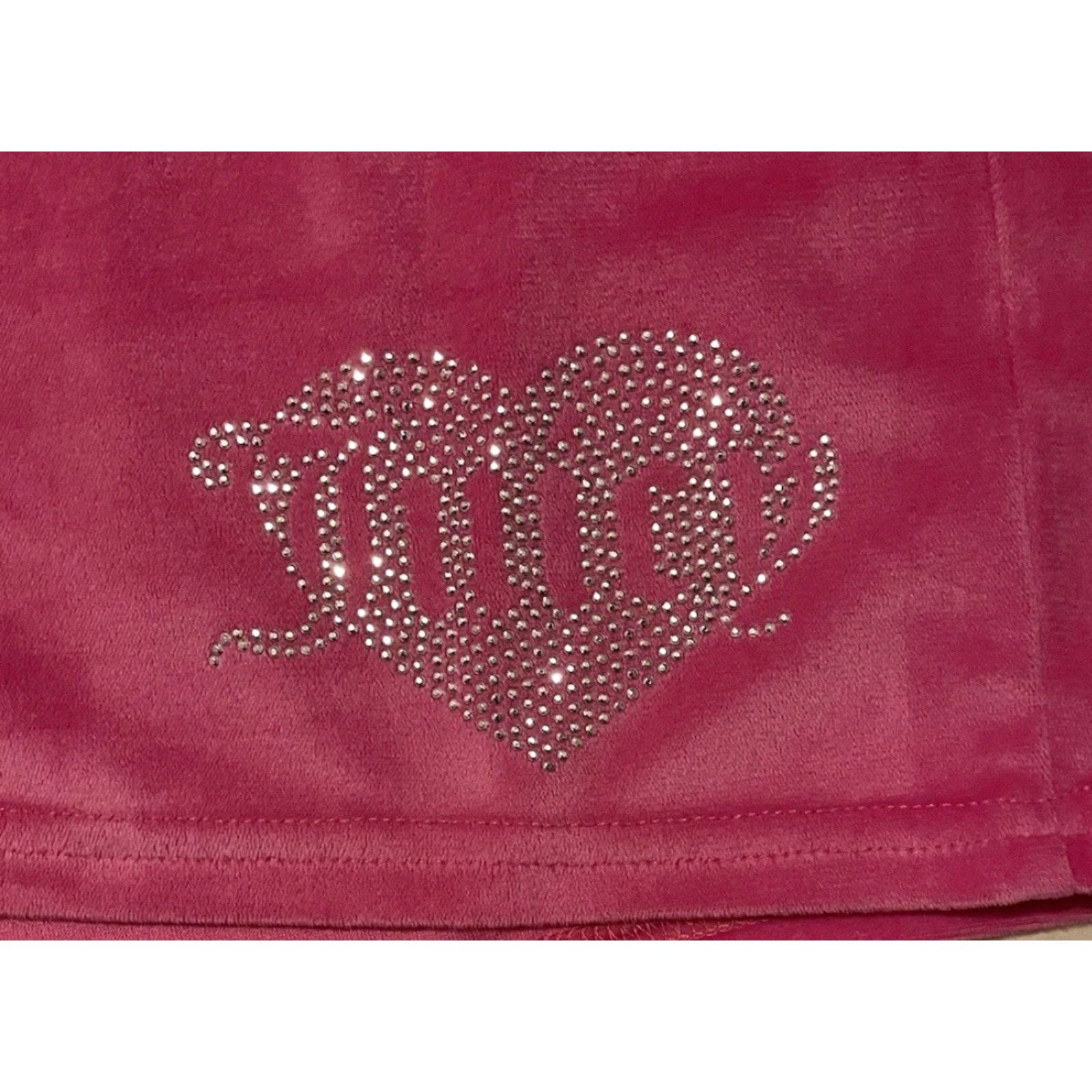 Velour VINTAGE Rhinestone Velour Shirt Short Set XL Pink 80s 90s Designer Bling Juicy Couture Women's T-Shirt Size XL / US 12-14 / IT 48-50 - 2 Thumbnail