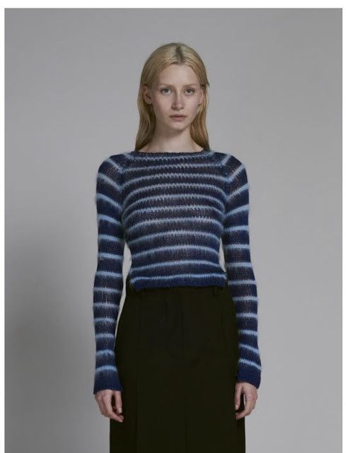Marni o1w1db10125 Boat Neck Mohair Jumper in Blue Size L / US 10 / IT 46 - 1 Thumbnail