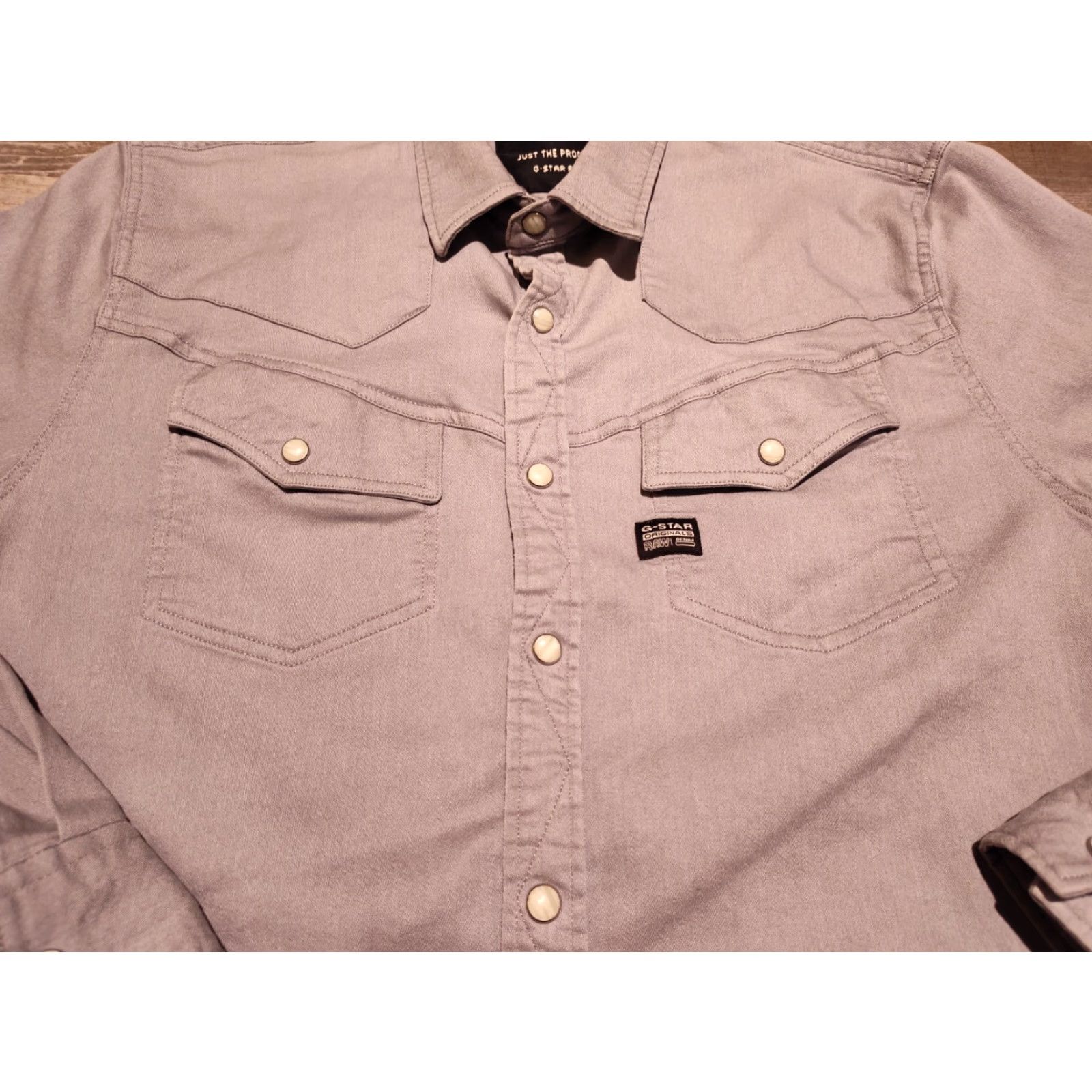 G-Star VINTAGE G-Star Raw Men's Western Shirt Long Sleeve Pearl Snap Button-Up Cotton Gray M/L Boys Size US M / EU 48-50 / 2 - 6 Thumbnail
