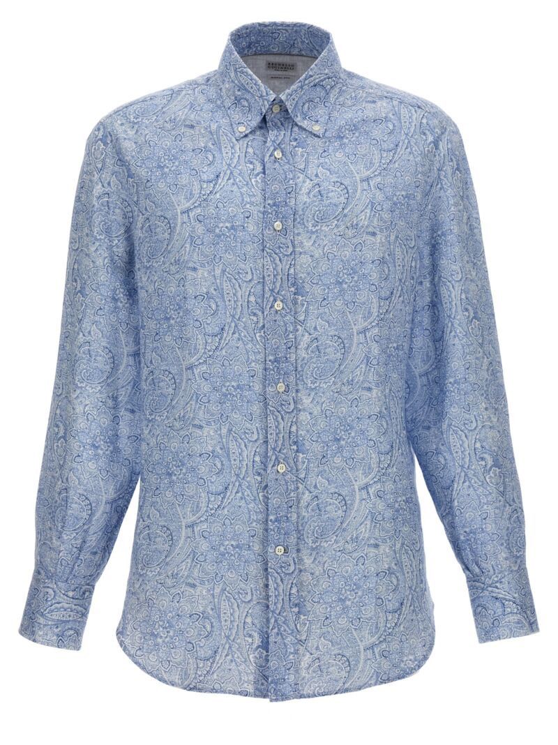 Brunello Cucinelli o1w1db10725 Basic Fit Shirt in Blue Size US L / EU 52-54 / 3 - 1 Thumbnail
