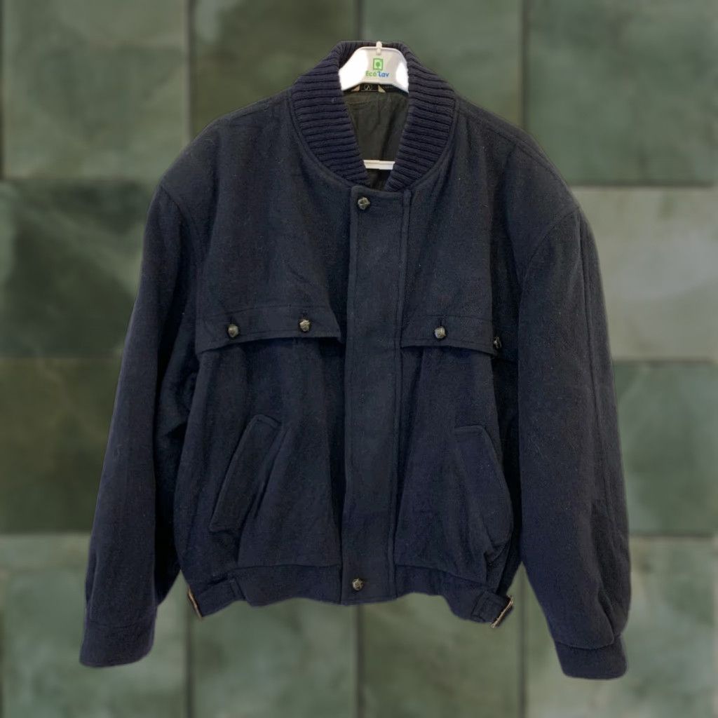 Valentino Valentino Uomo Navy Blue Wool Bomber Jacket XL Men Vintage Made in Italy Size US XL / EU 56 / 4 - 1 Thumbnail
