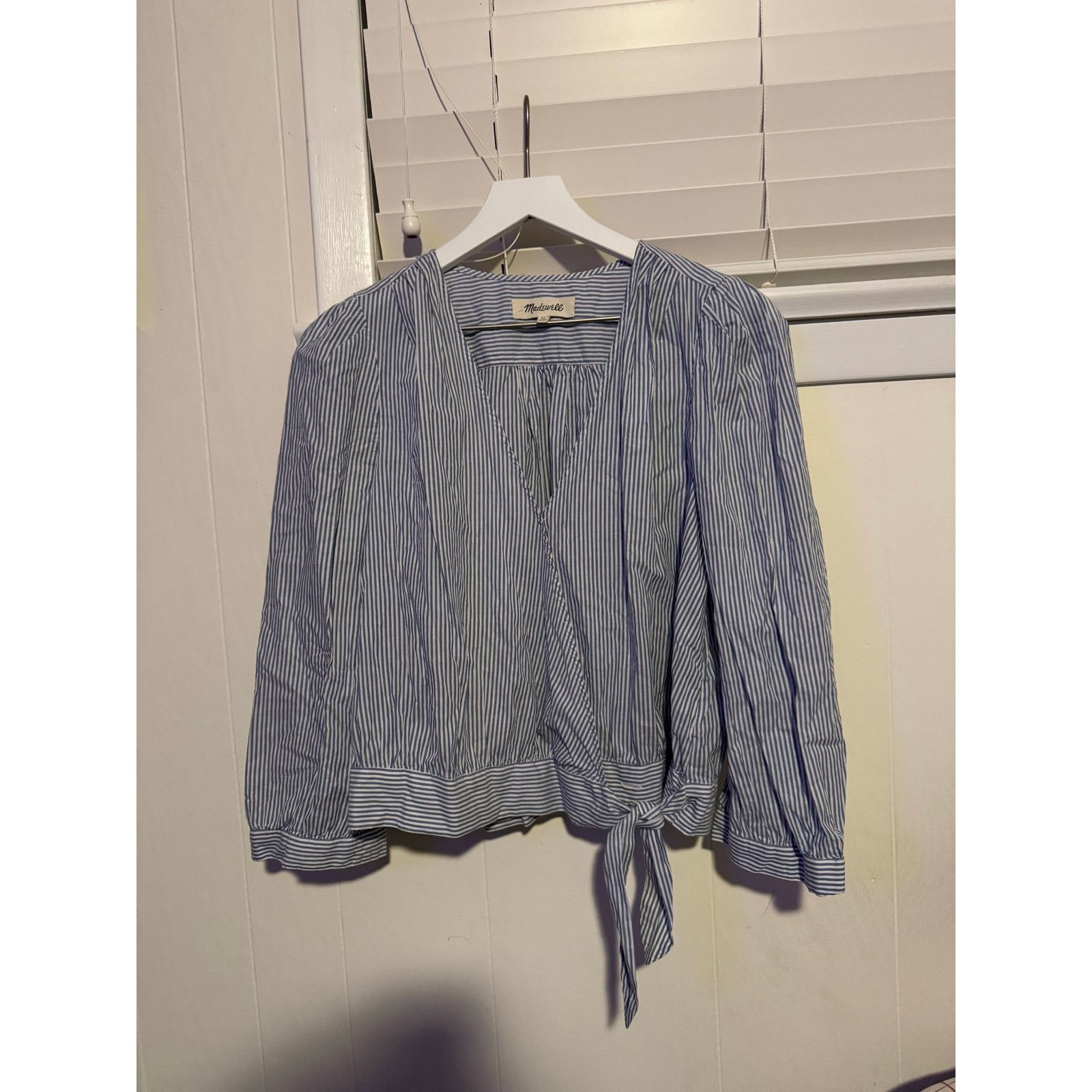 Madewell Madewell Wrap Top in Indigo Stripe Blouse Size XL Size XL / US 12-14 / IT 48-50 - 6 Thumbnail