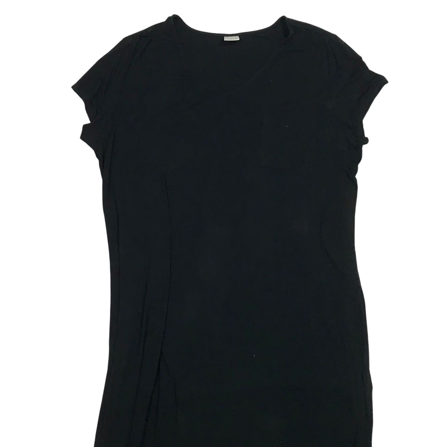 Vintage Soma Black V-Neck Short Sleeve Maxi Nightgown XXL Chest Pocket Rayon Stretch Size 40" / US 18 - 6 Thumbnail