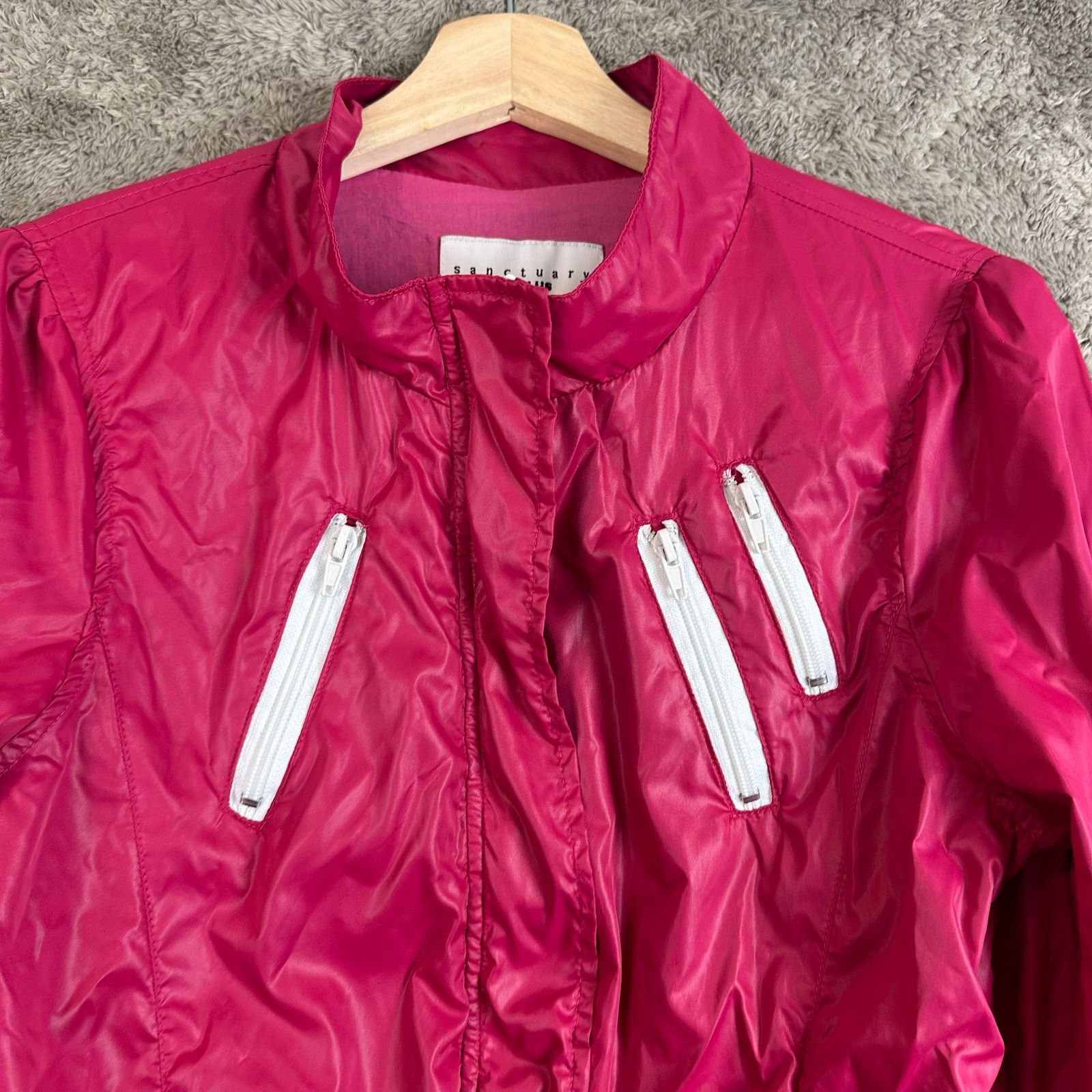 Sanctuary Sanctuary Magenta Pink Bomber Track Jacket Lined Windbreaker Size M / US 6-8 / IT 42-44 - 6 Thumbnail