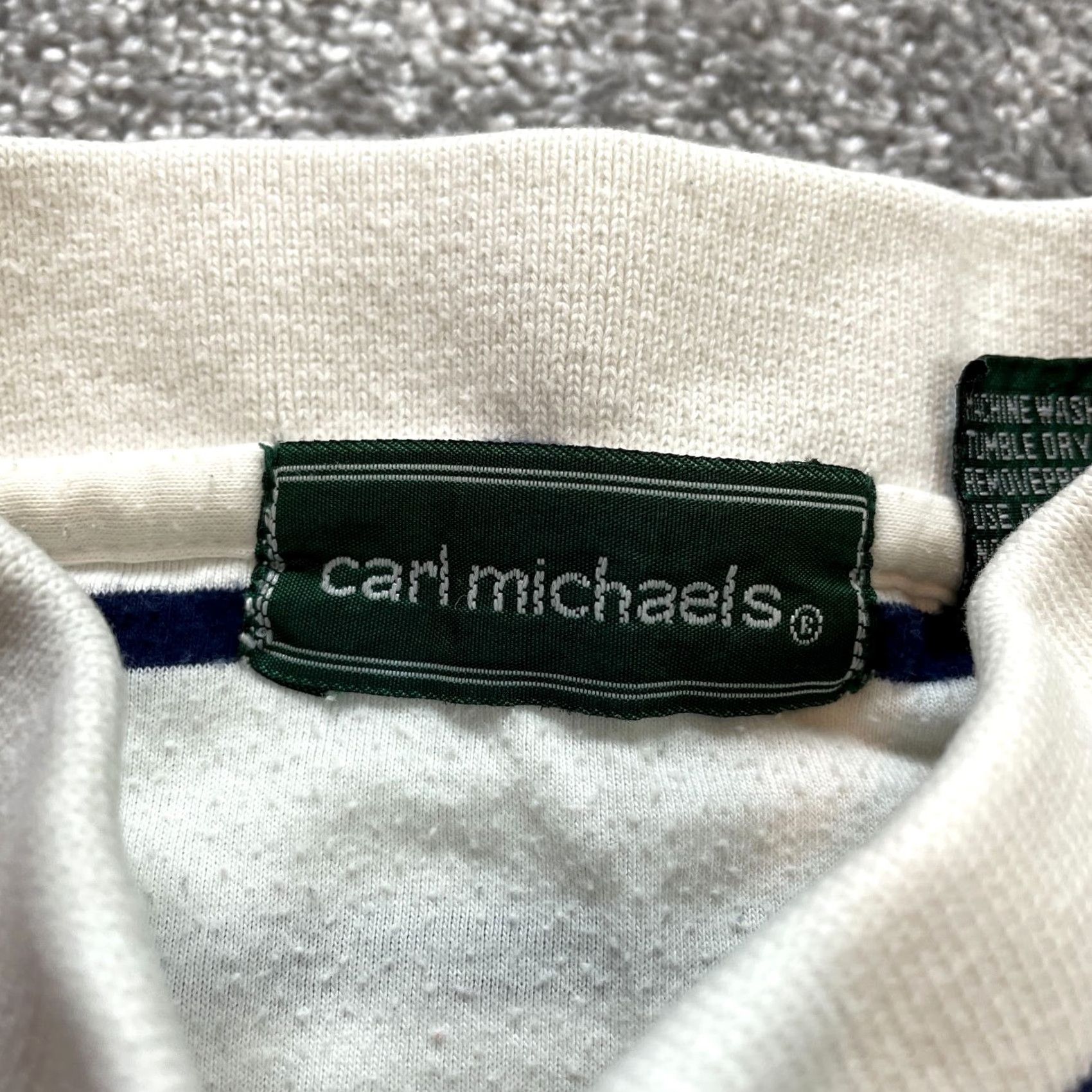 Vintage VINTAGE Carl Michaels Polo Shirt Mens L White Blue Striped Golf Rugby Cotton Polo Short Sleeve Shirt Mens Size US L / EU 52-54 / 3 - 3 Thumbnail