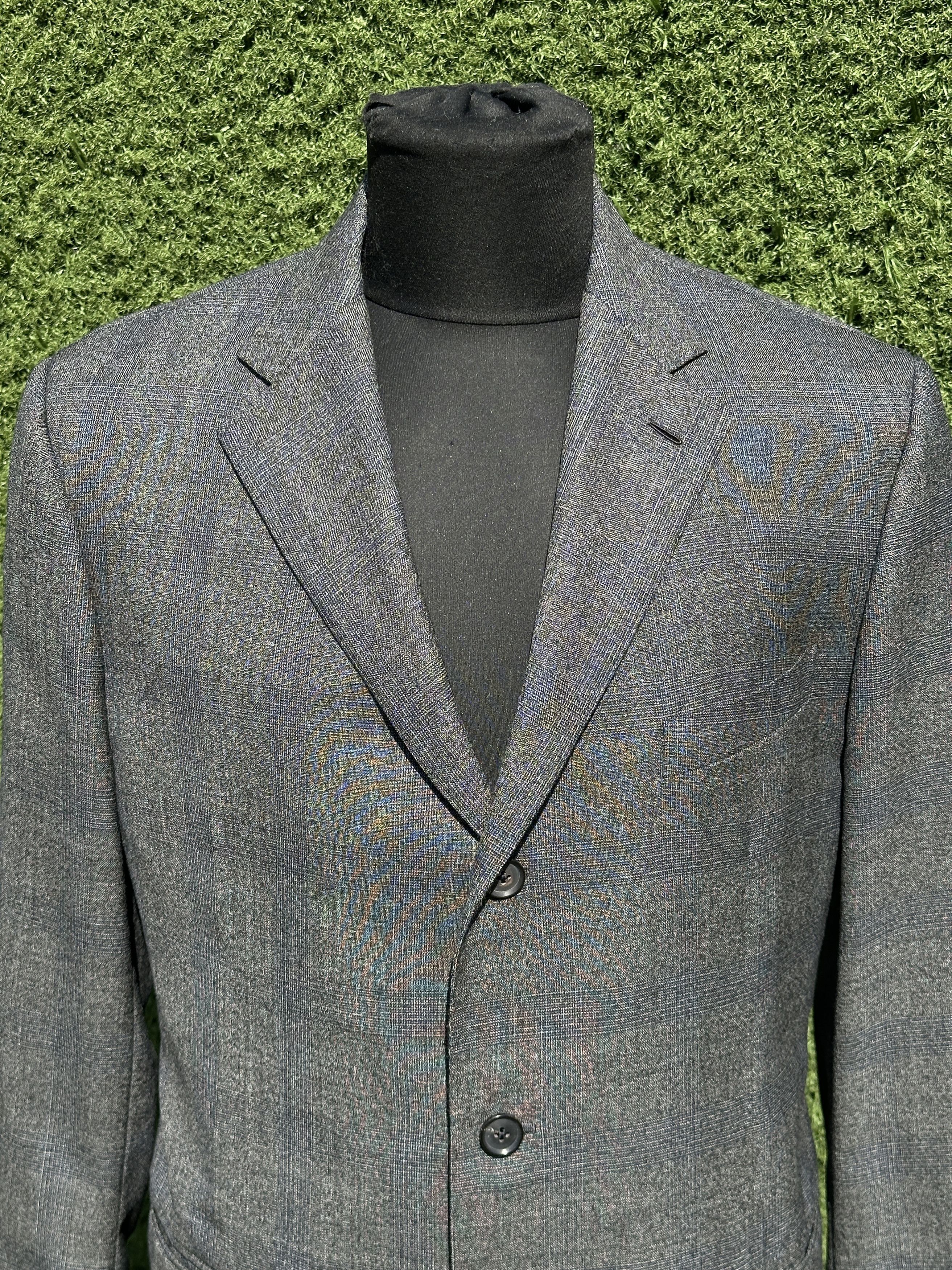 Caruso Caruso 54R 44L Gray Check Blazer Sport Coat Italy 3 Button Size 54R - 2 Thumbnail