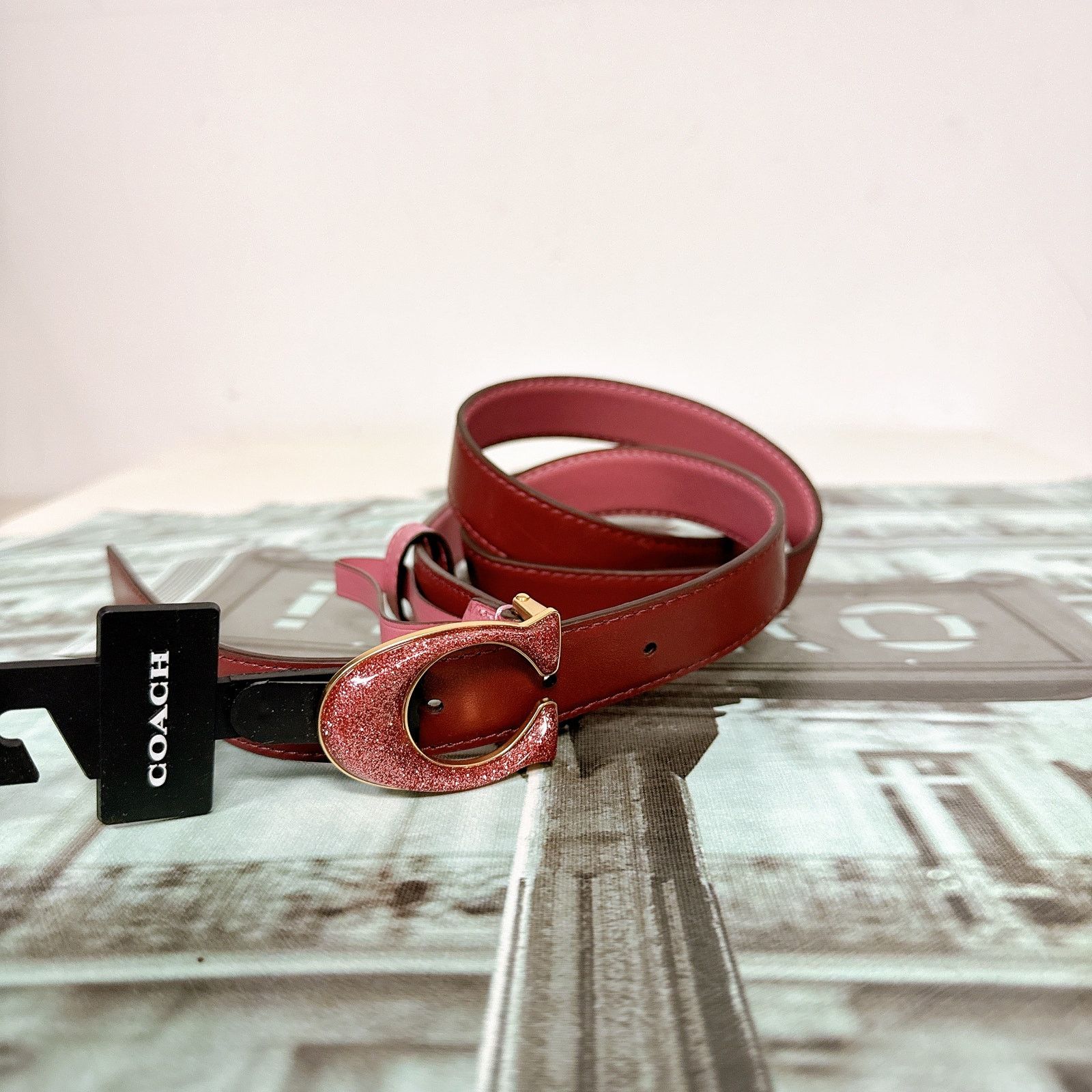 Coach Coach Belt 2775 Iconic C Logo Buckle Glitter Glittering Pink Size ONE SIZE - 5 Thumbnail