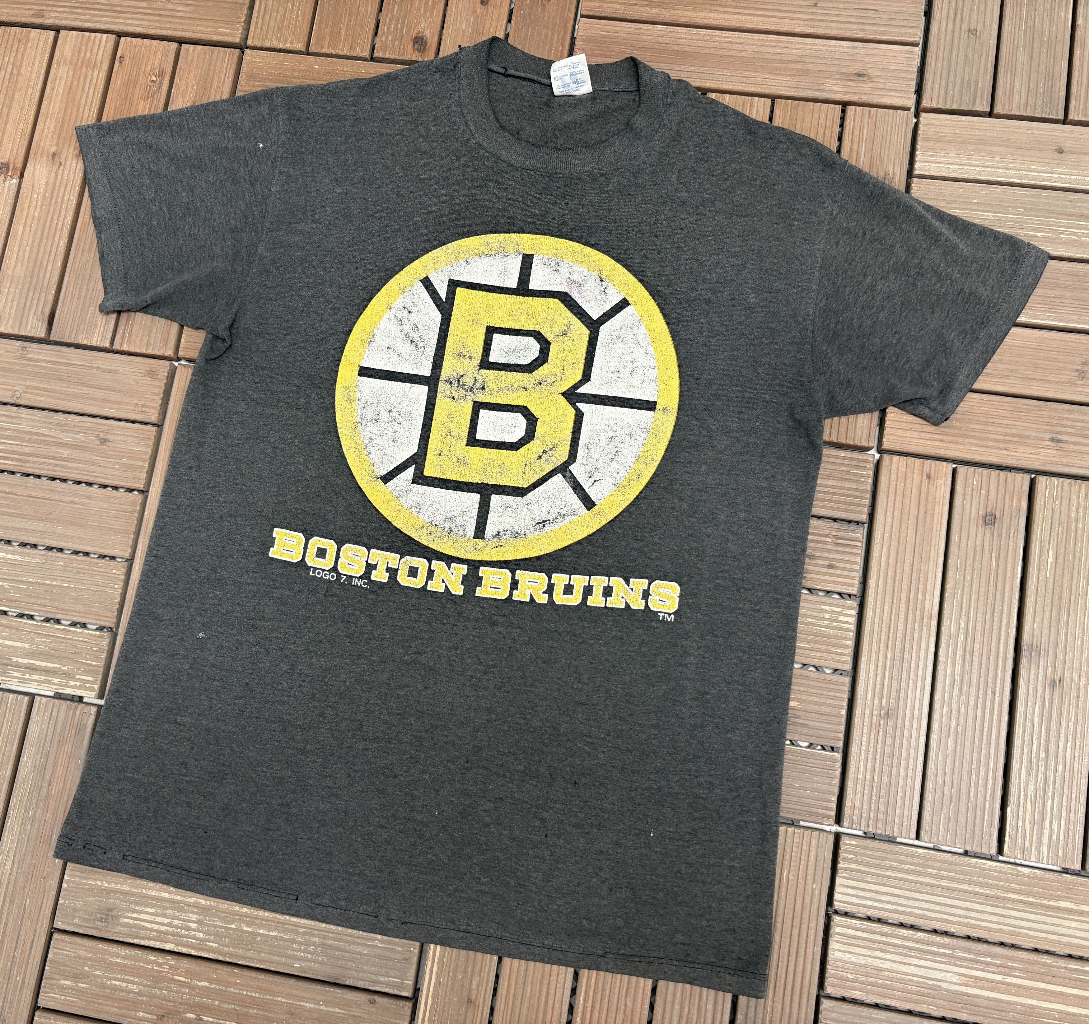 Logo 7 Boston Bruins Vintage Made in USA Grey T-Shirt Tee Size US XL / EU 56 / 4 - 2 Thumbnail