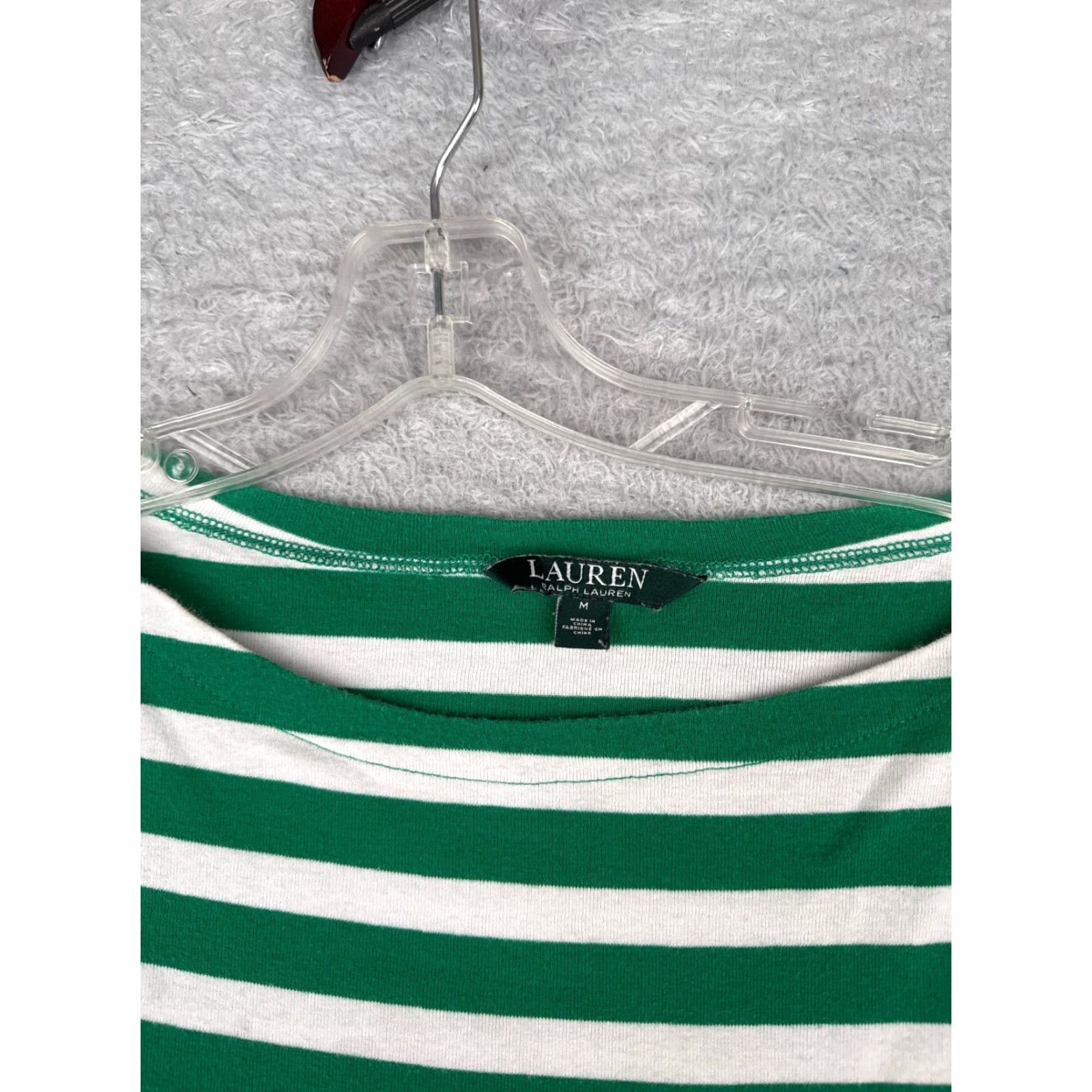 Tommy Hilfiger Tommy Hilfiger Green White Stripe Boat Neck Shirt Women Medium Casual Activewear Size M / US 6-8 / IT 42-44 - 6 Thumbnail
