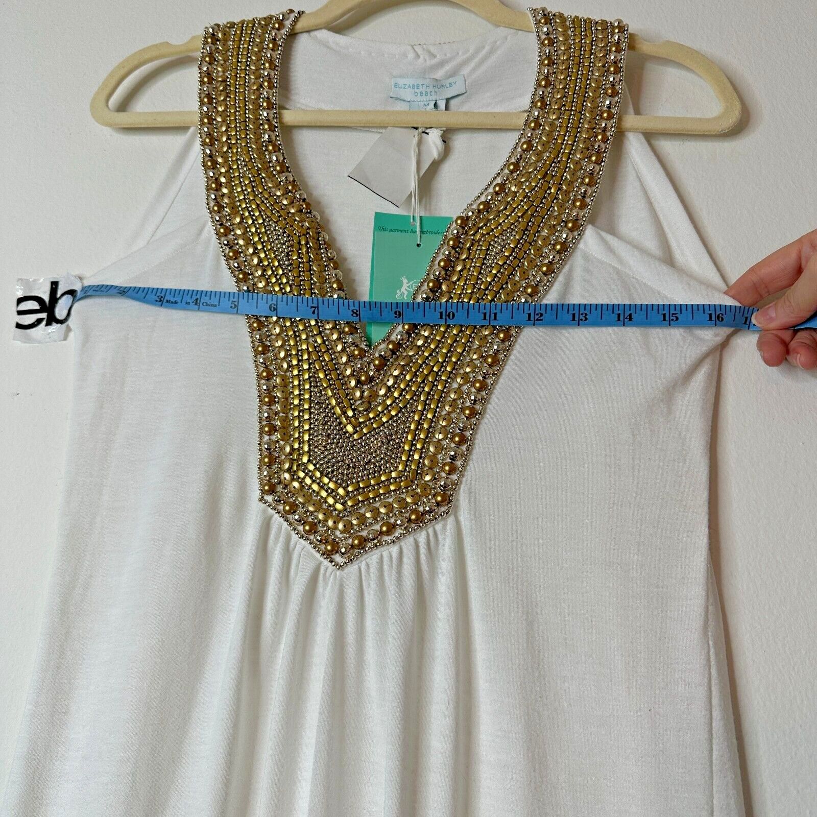 Other NWT Elizabeth Hurley Beach White Jemima Maxi Gold Bead Med Size M / US 6-8 / IT 42-44 - 11 Thumbnail