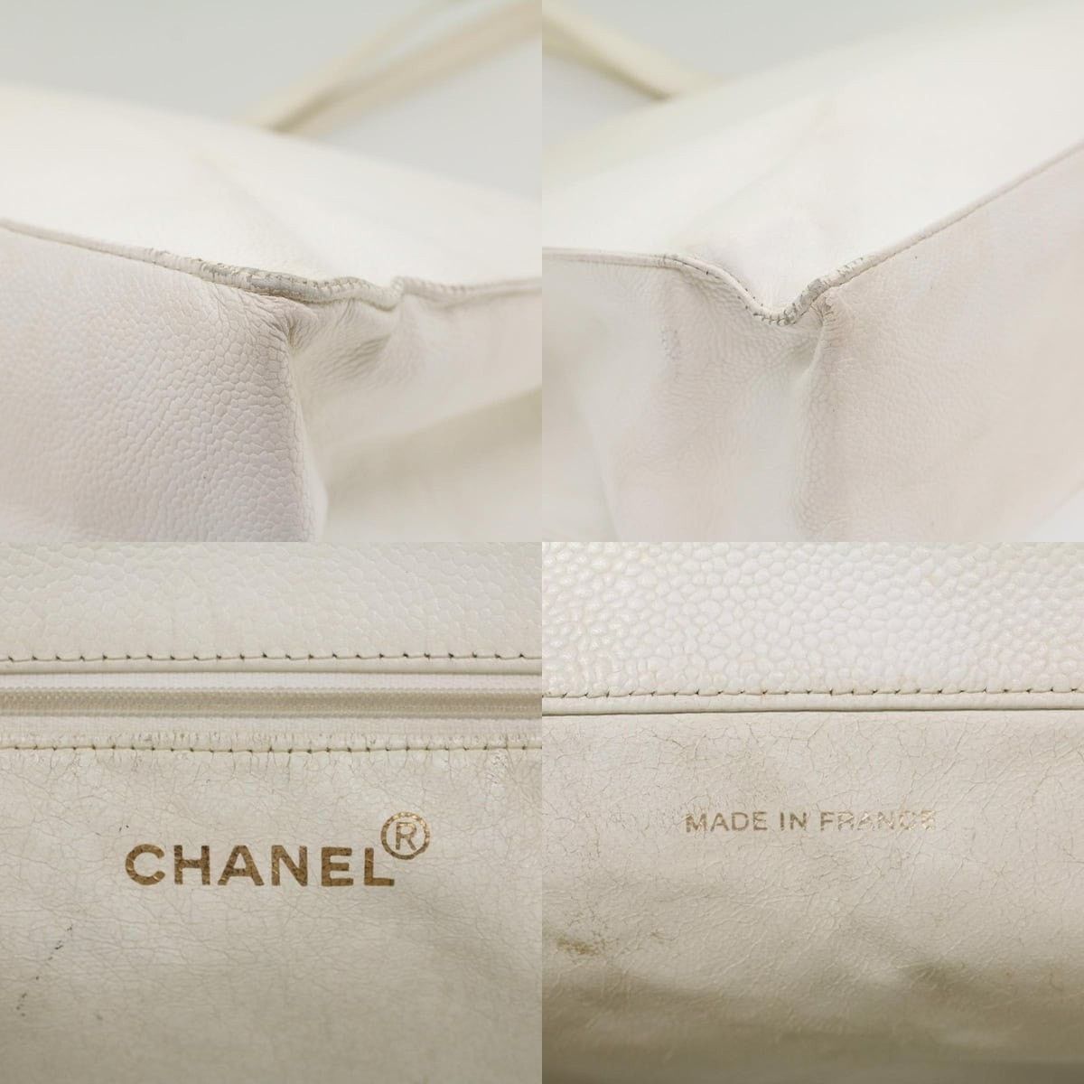 Chanel Chanel Caviar Skin White CC Tote Bag Size ONE SIZE - 6 Thumbnail