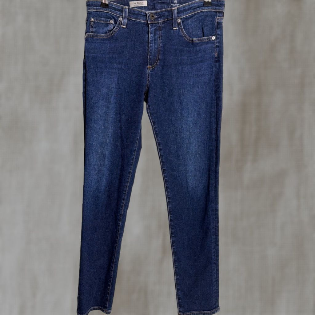 Vintage AG Adriano Goldschmied The Prima Mid Rise Cigarette Jeans Womens 30R Dark Wash Size 30" / US 8 / IT 44 - 1 Thumbnail
