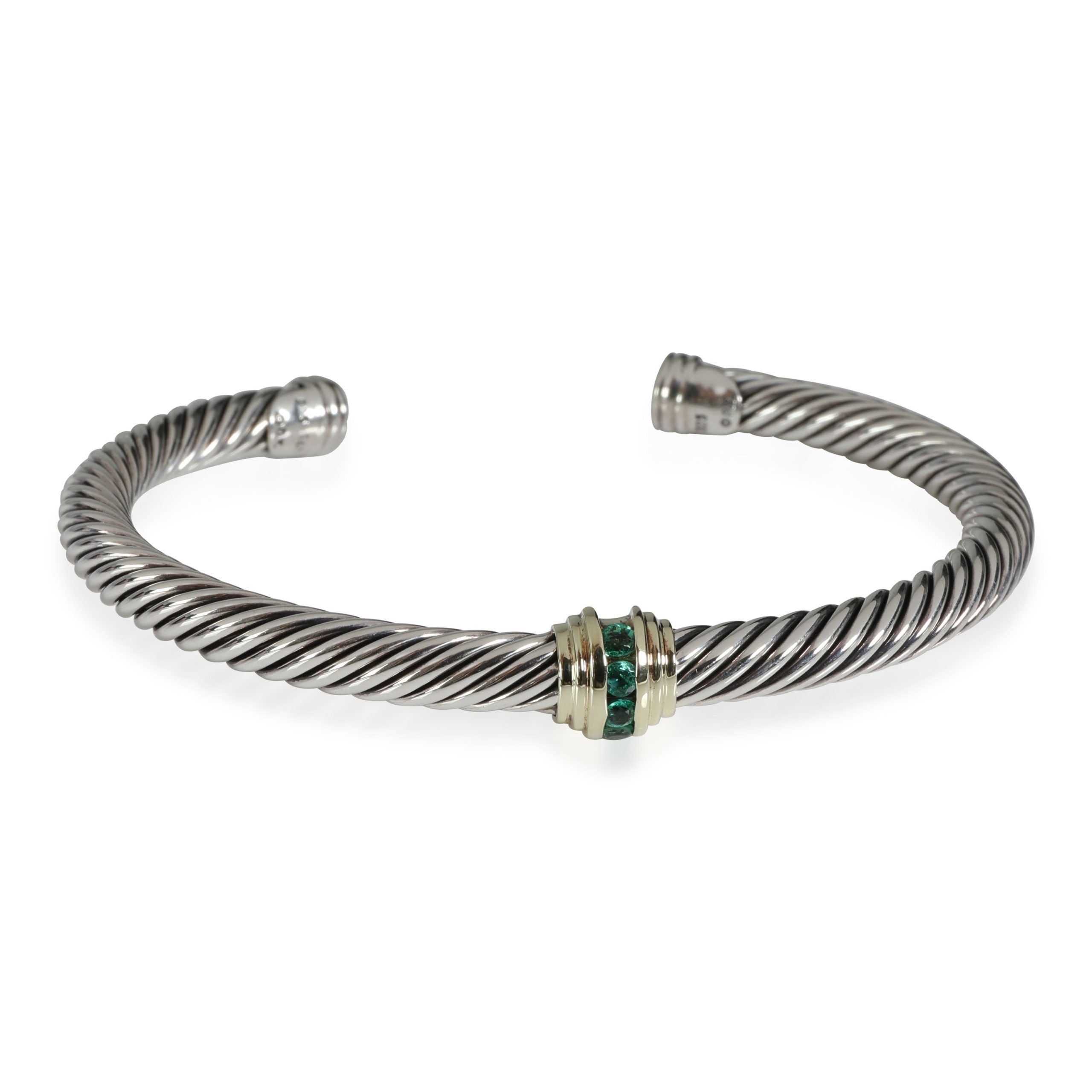 image of David Yurman Cable Emerald Cuff In 14K Yellow Gold/sterling Silver, Women's