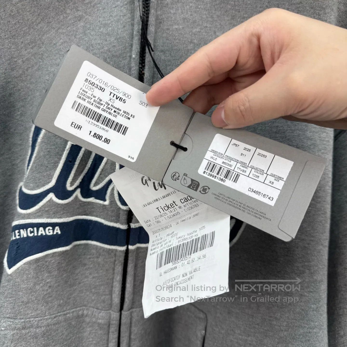 Balenciaga Balenciaga 25 Runway Grey Patch Letter Fur Collar Jacket| Size US XS / EU 42 / 0 - 4 Thumbnail