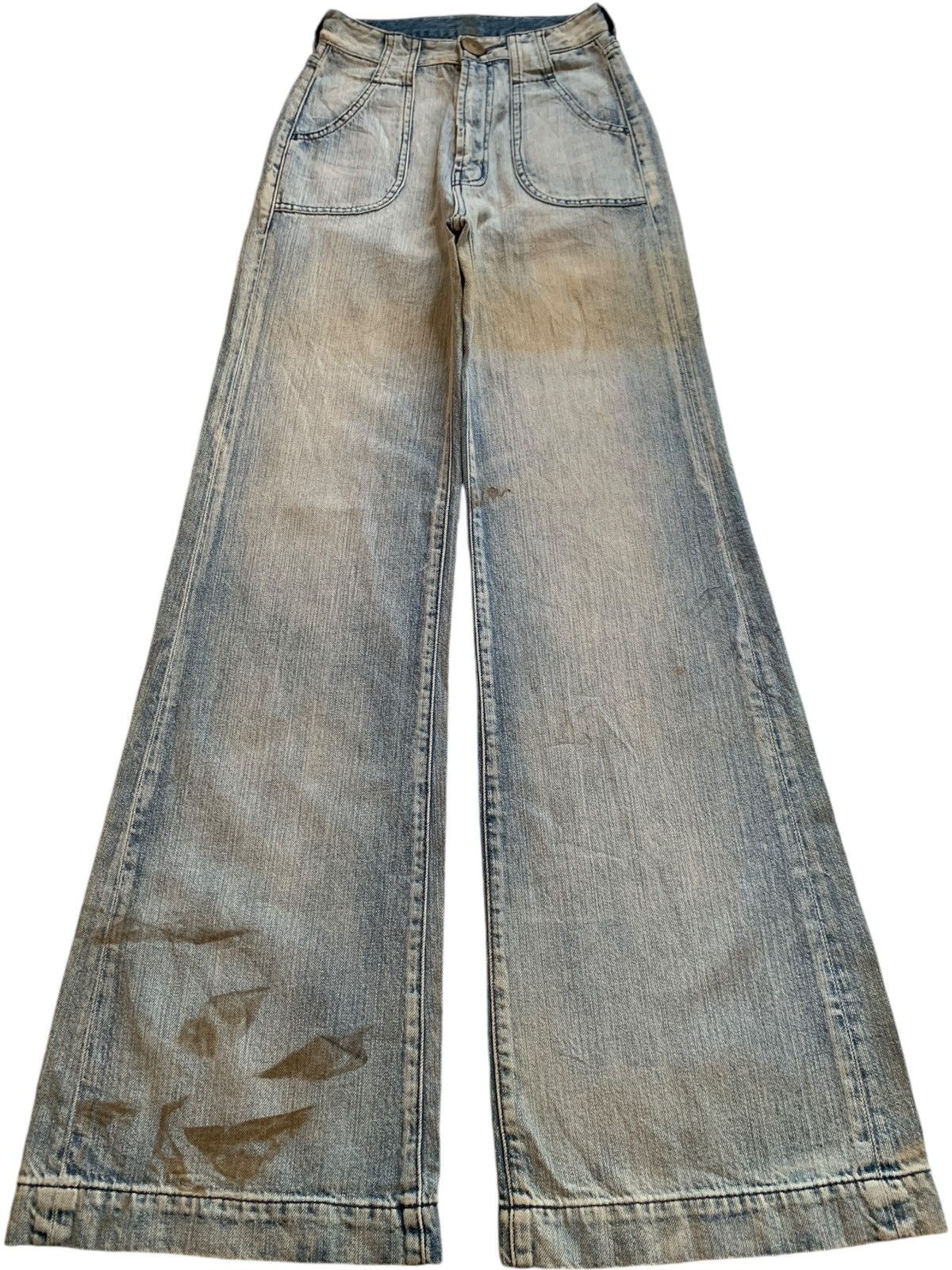 Hysteric Glamour × Japanese Brand Vintage Japanese Brand Mud Wash Fatigue Flare Jeans Size 23" - 1 Thumbnail