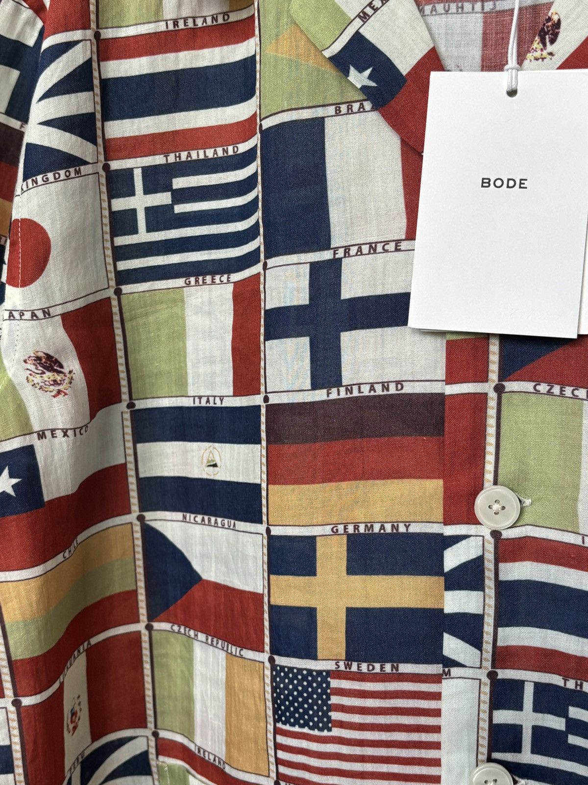 Bode BODE | LINEN FLAG BUTTON UP SHIRT Size US XL / EU 56 / 4 - 5 Thumbnail