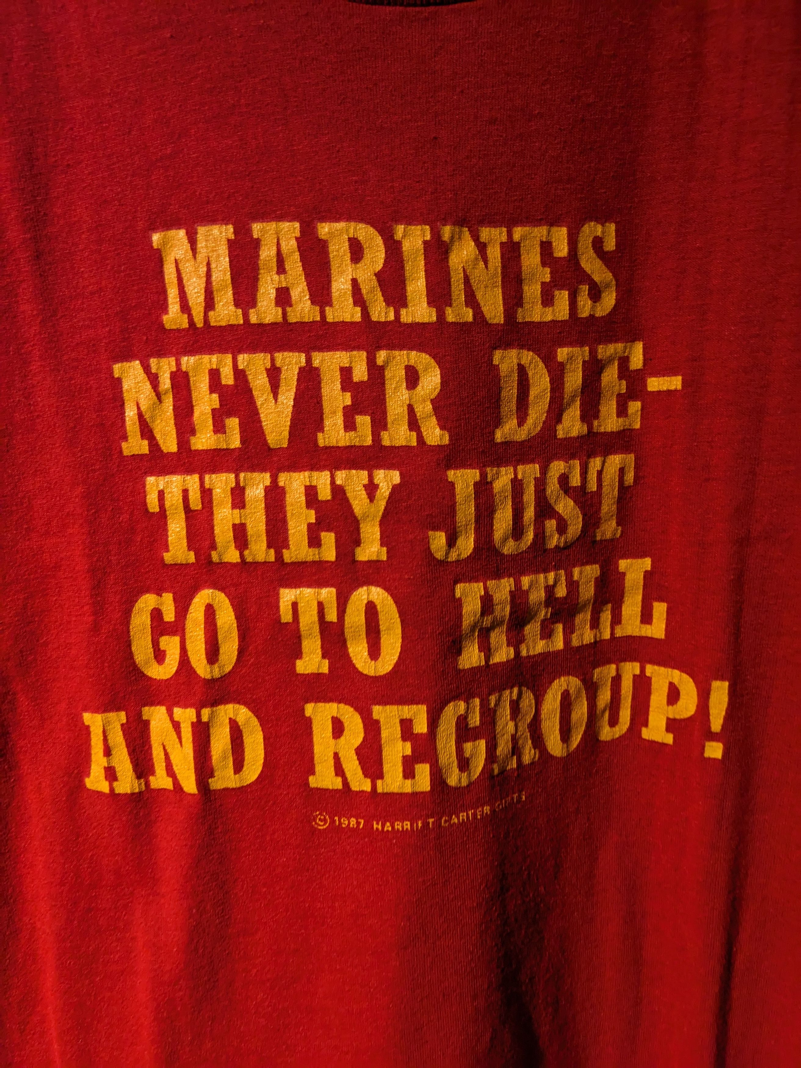 American Apparel Vintage 1987 Marines Never Die They Just go to Hell T-Shirt Size US M / EU 48-50 / 2 - 2 Thumbnail