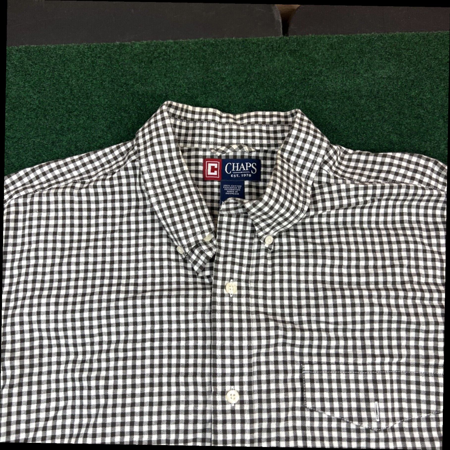 Chaps CHAPS Men's Button Down Shirt XL Long Sleeve Brown White Checkered Size US XL / EU 56 / 4 - 3 Thumbnail