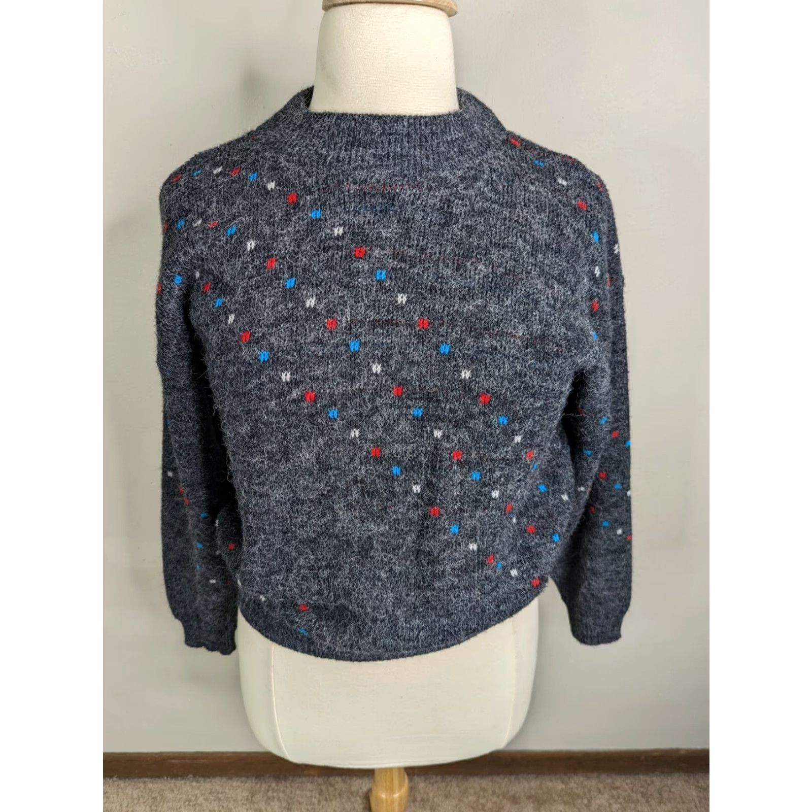 Vintage VINTAGE Glamour-Knit Gray Mock Neck Sweater USA Made Women's Size Large S4C Size L / US 10 / IT 46 - 3 Thumbnail