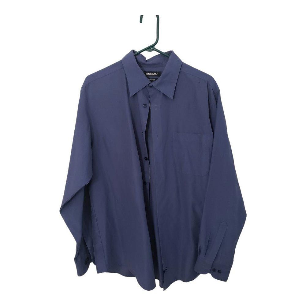Murano CT454a Murano Italian Sueded Blue Men's Dress Shirt L Size 42R - 1 Thumbnail