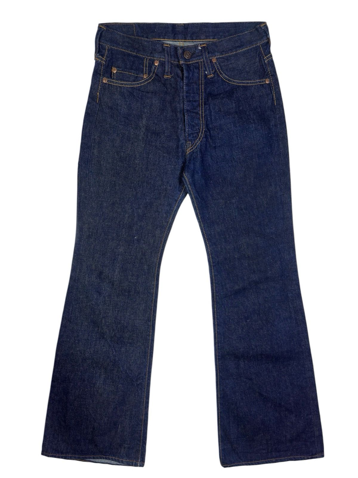 Japanese Brand 1980s BIG STONE INDIGO RAW DENIM FLARE JEANS Size US 30 / EU 46 - 1 Thumbnail