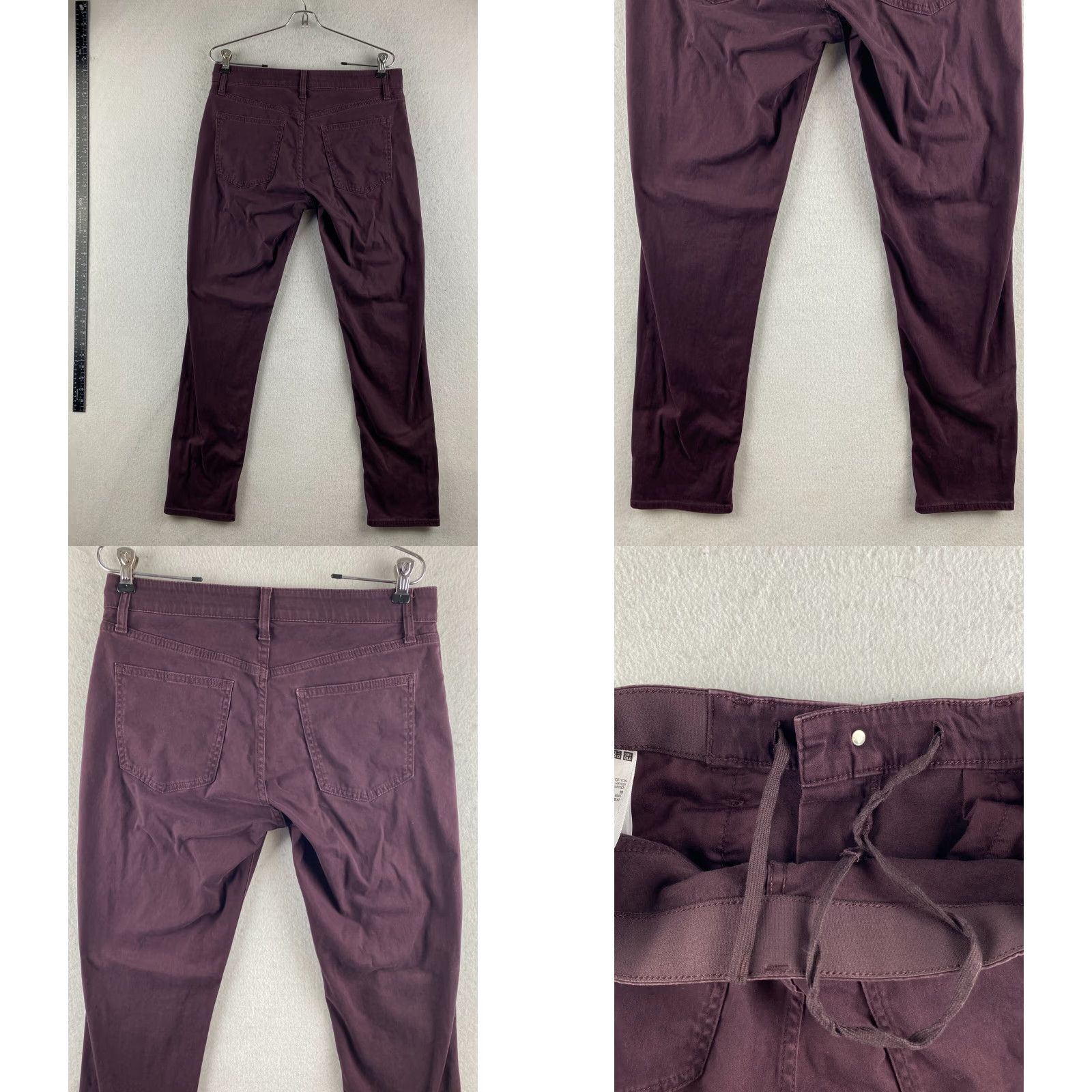 Uniqlo Uniqlo Jeans Womens 6 Maroon Skinny Elastic Drawstring Waist Dark Wash Denim Size 28" / US 6 / IT 42 - 10 Thumbnail