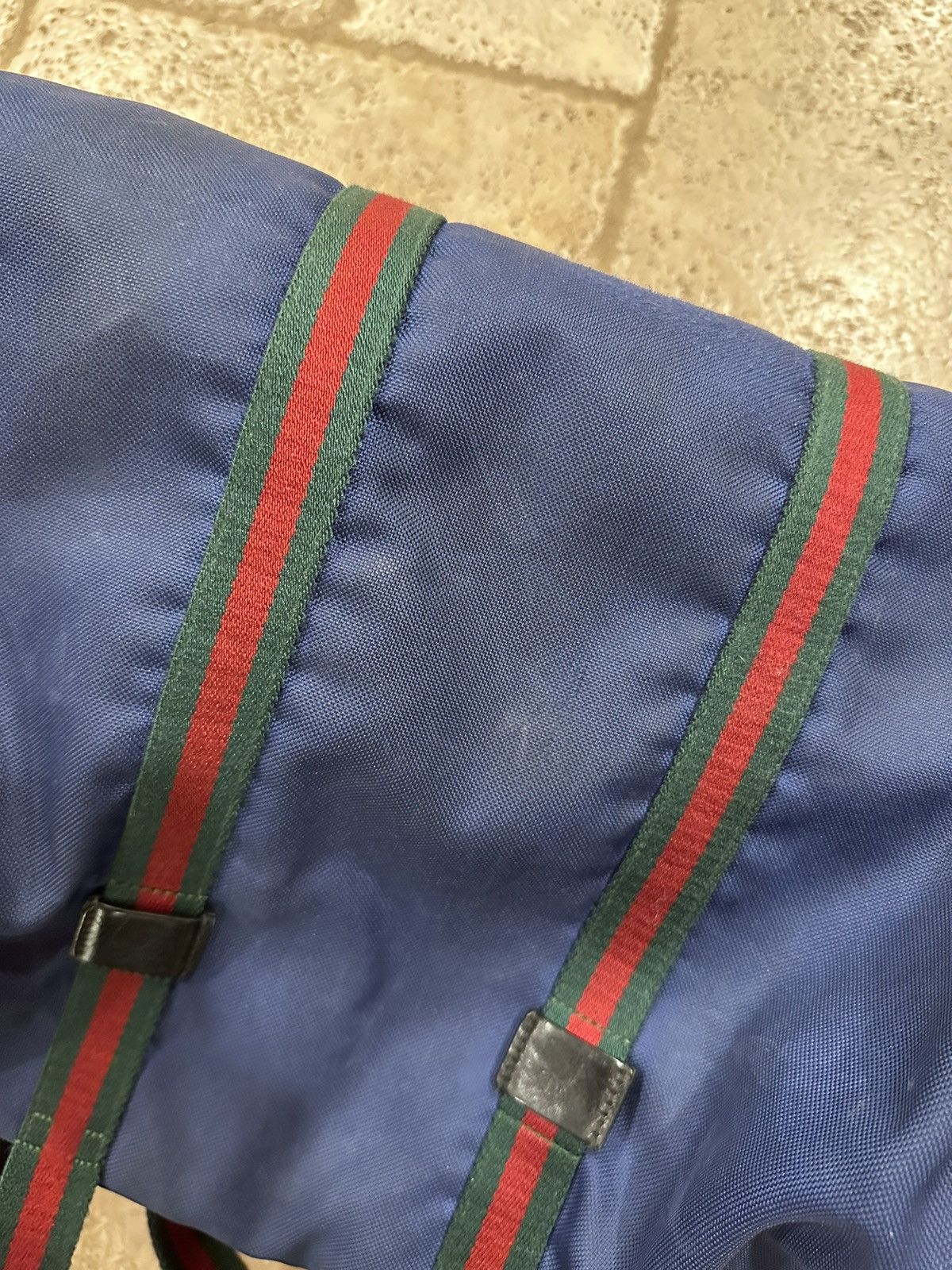 Gucci Gucci Navy Cotton / Canvas Duffle Logo Bag Size ONE SIZE - 9 Thumbnail