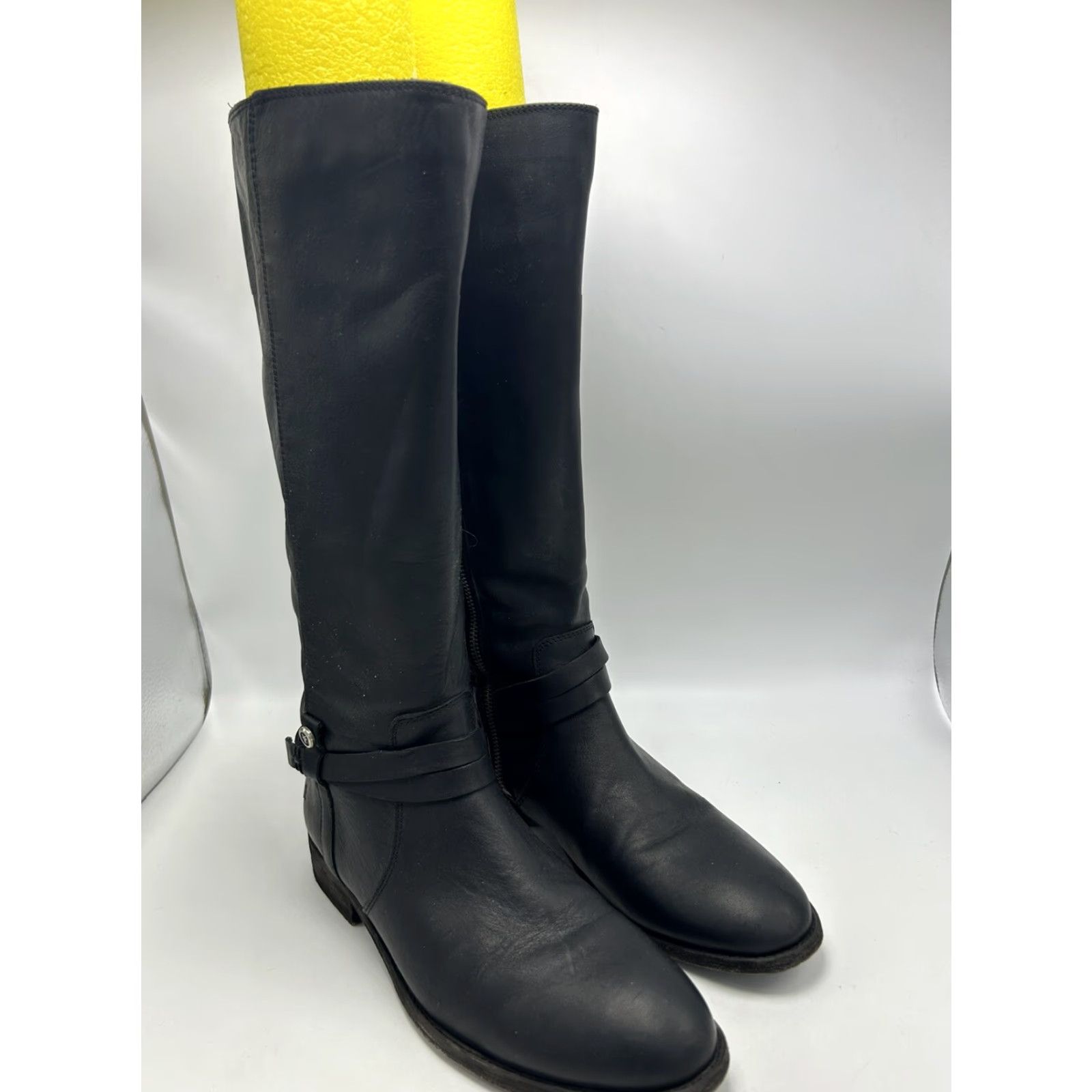 Frye Frye Boots Riding Womans 10 M Melissa Harness Knee High Black Leather Block Heel Straps Equestrian Size US 10 / IT 40 - 3 Thumbnail