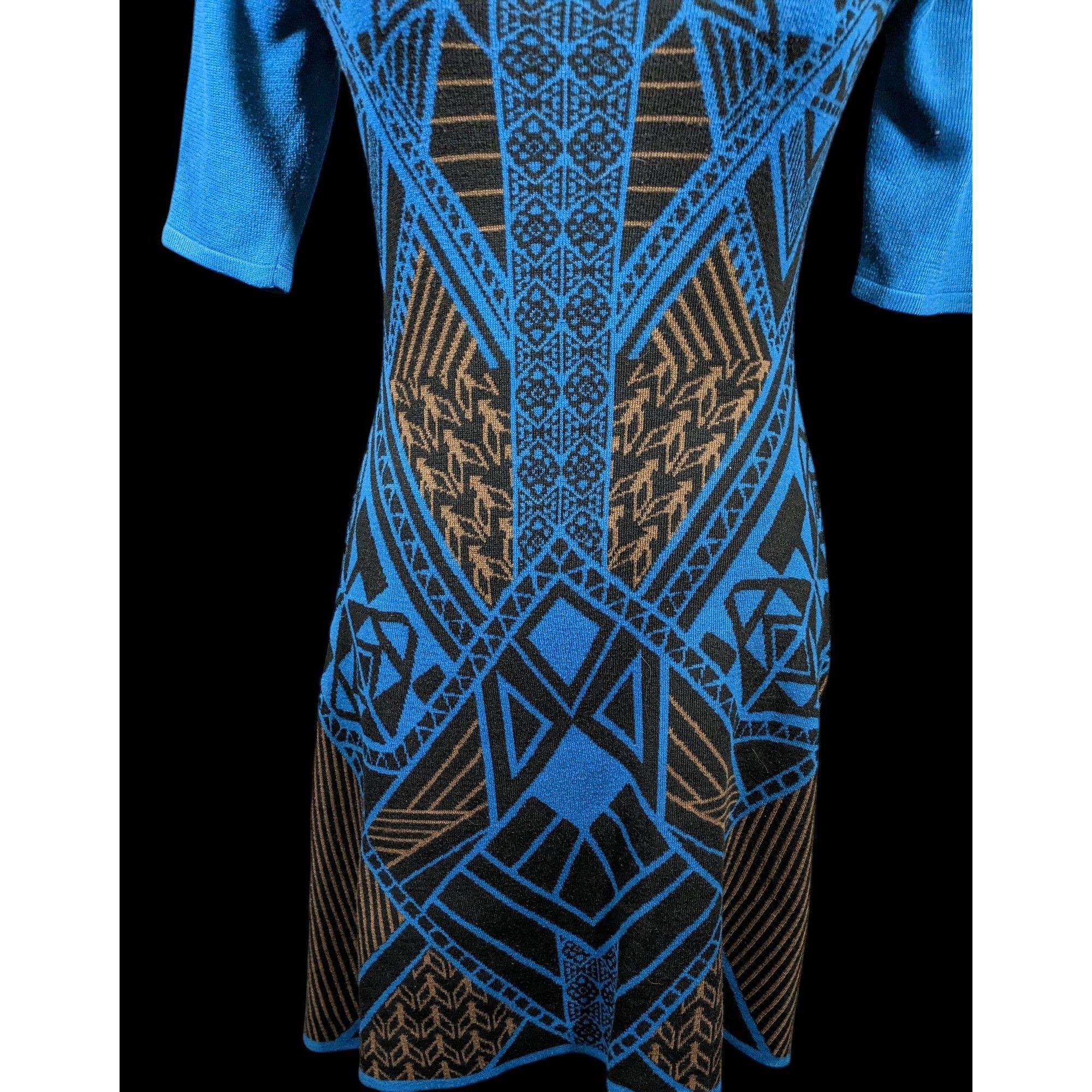 Other Flying Tomato Blue And Black Geometric Midi Dress Size Mediu Size M / US 6-8 / IT 42-44 - 3 Thumbnail