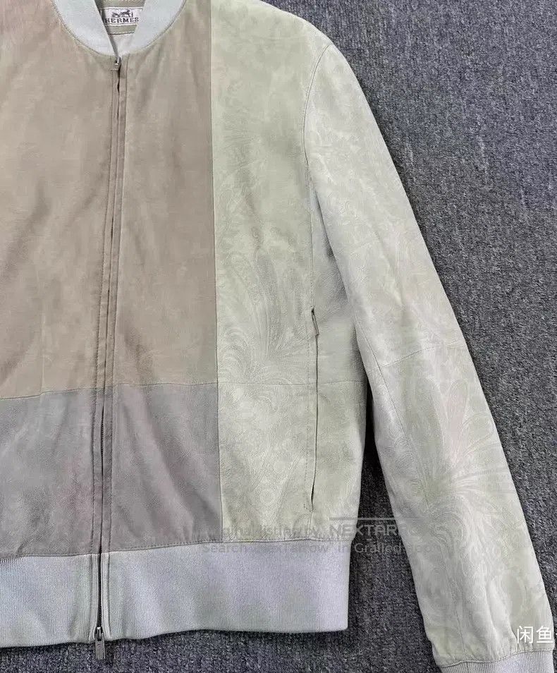 Hermes Hermes Leather Jacket, Goatskin, Light Sand Suede Size US M / EU 48-50 / 2 - 2 Thumbnail