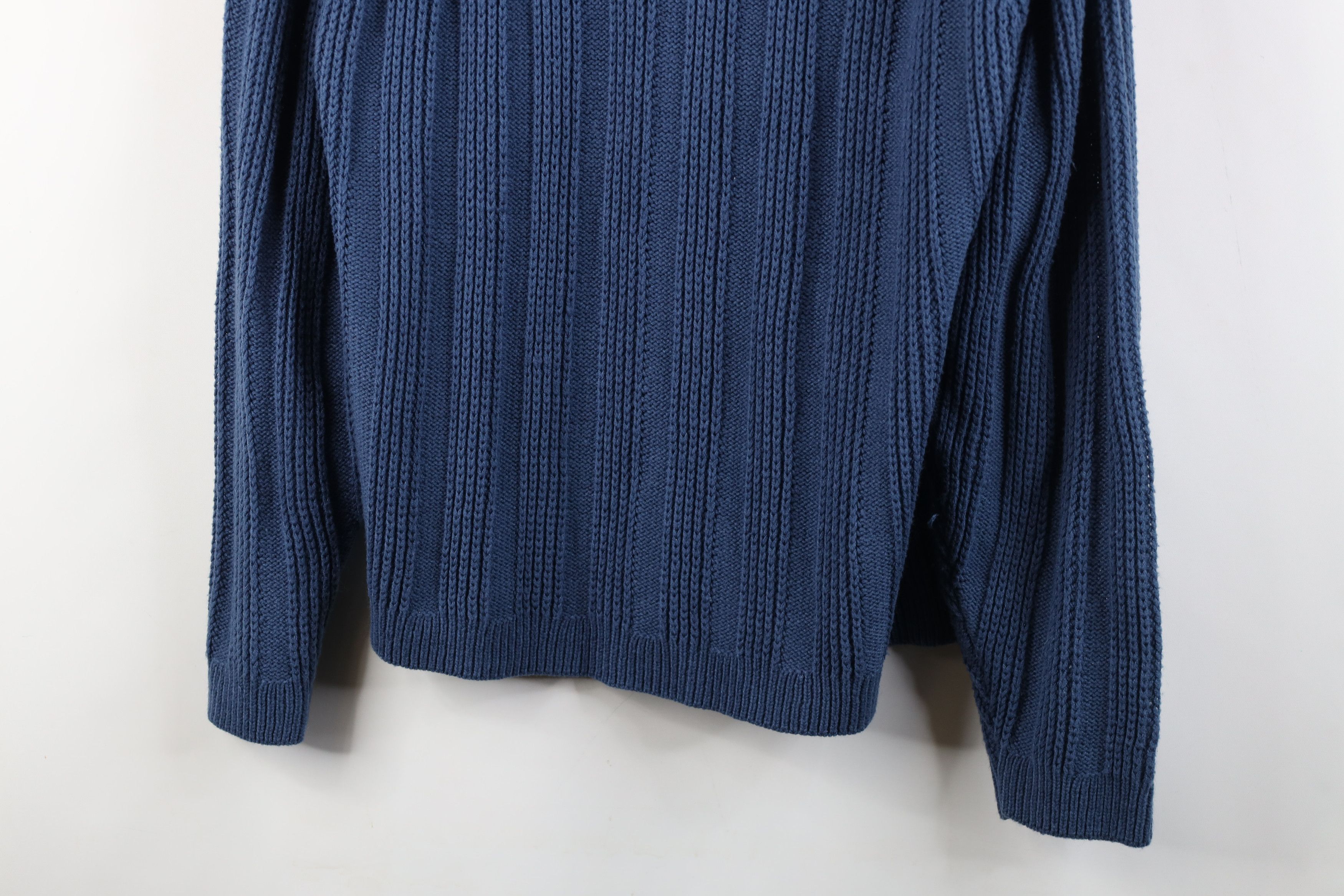 Vintage Vintage 90s Streetwear Ribbed Knit Crewneck Sweater Blue Size US L / EU 52-54 / 3 - 3 Thumbnail