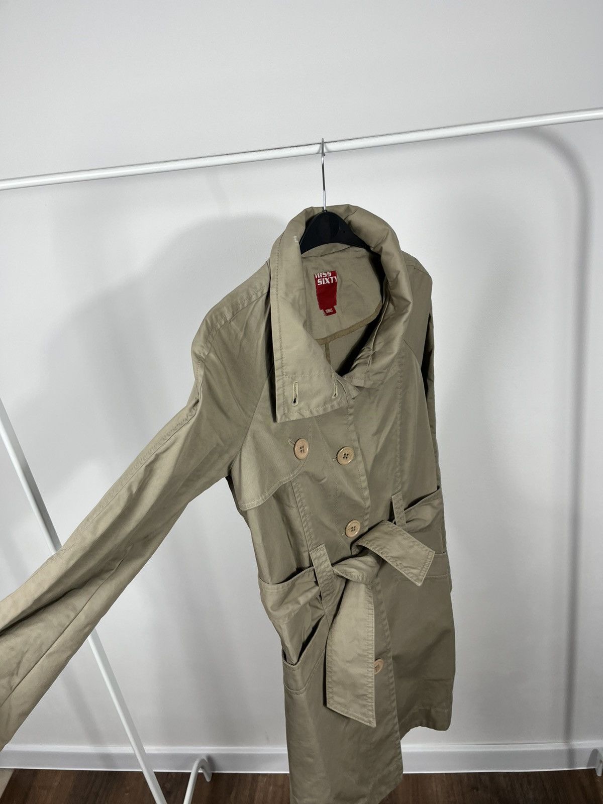 Miss Sixty Miss Sixty Women Beige Trench Coat XS Belted Buttoned Jacket Size XS / US 0-2 / IT 36-38 - 9 Thumbnail