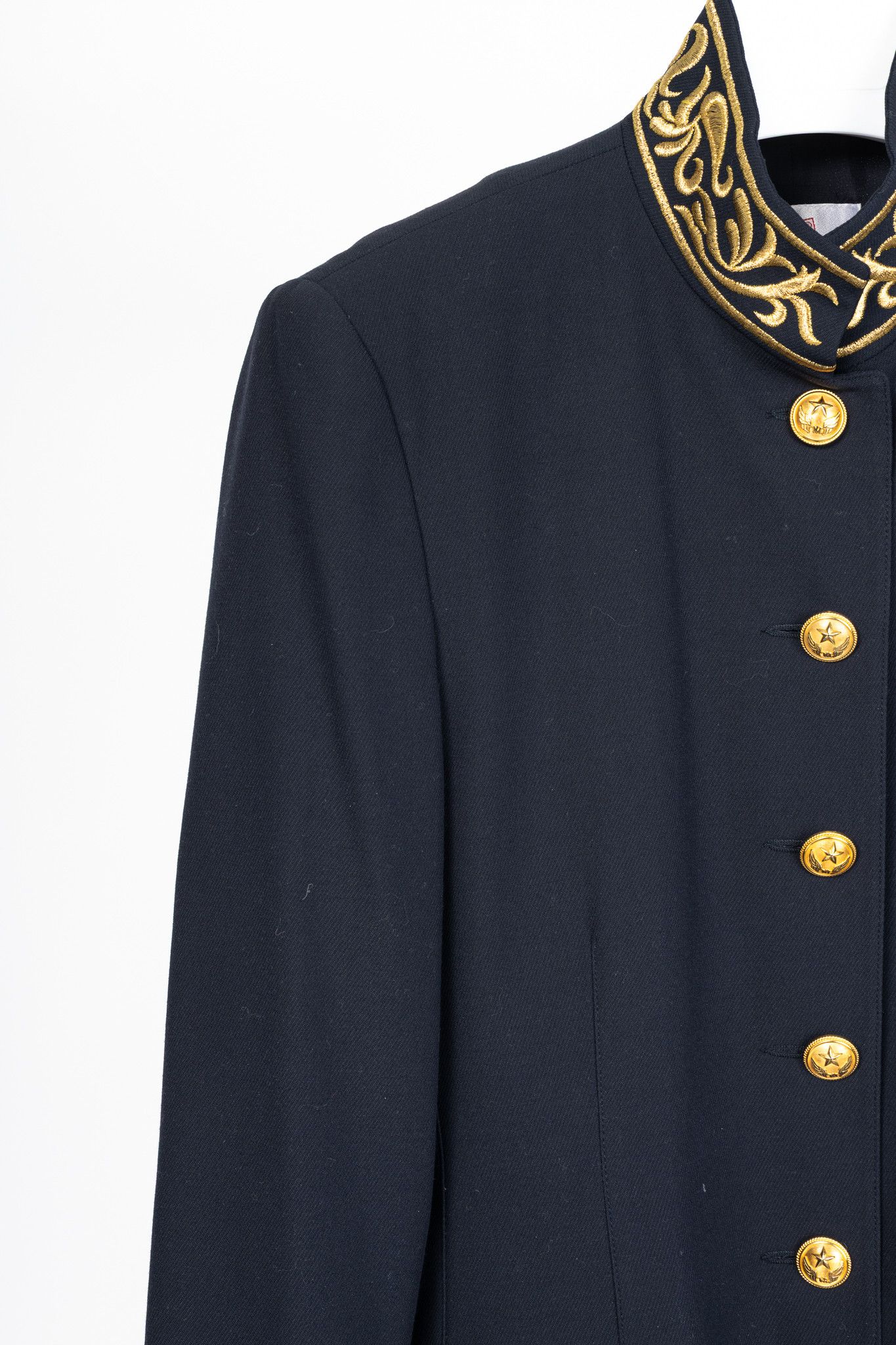Other Mondi Vintage Navy Wool-Blend Crepe Gold-Emboidered Jacket Size S / US 4 / IT 40 - 6 Thumbnail