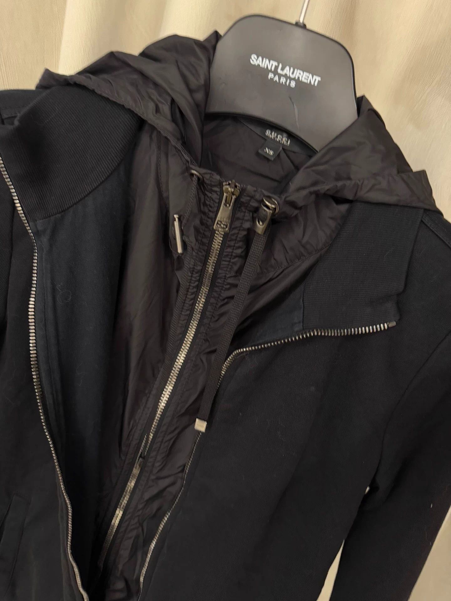 Gucci GUCCI Double Layer Black Fake Two-Piece Hooded XS Jacket Size US XS / EU 42 / 0 - 4 Thumbnail