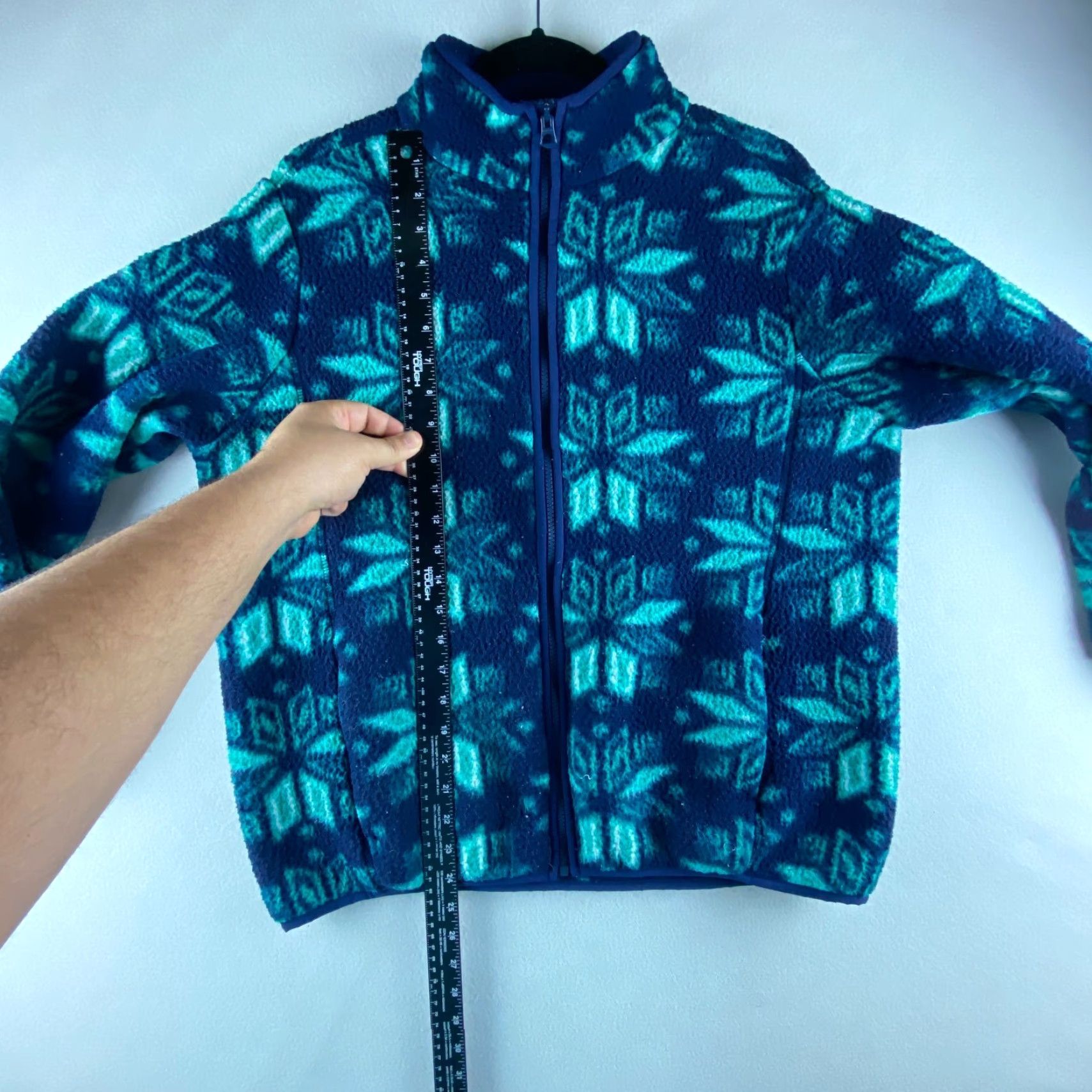 Lands' End Lands End Womens Large L Blue Full Zip Sweater Snowflake Aztec Pattern Shirt Size L / US 10 / IT 46 - 7 Thumbnail