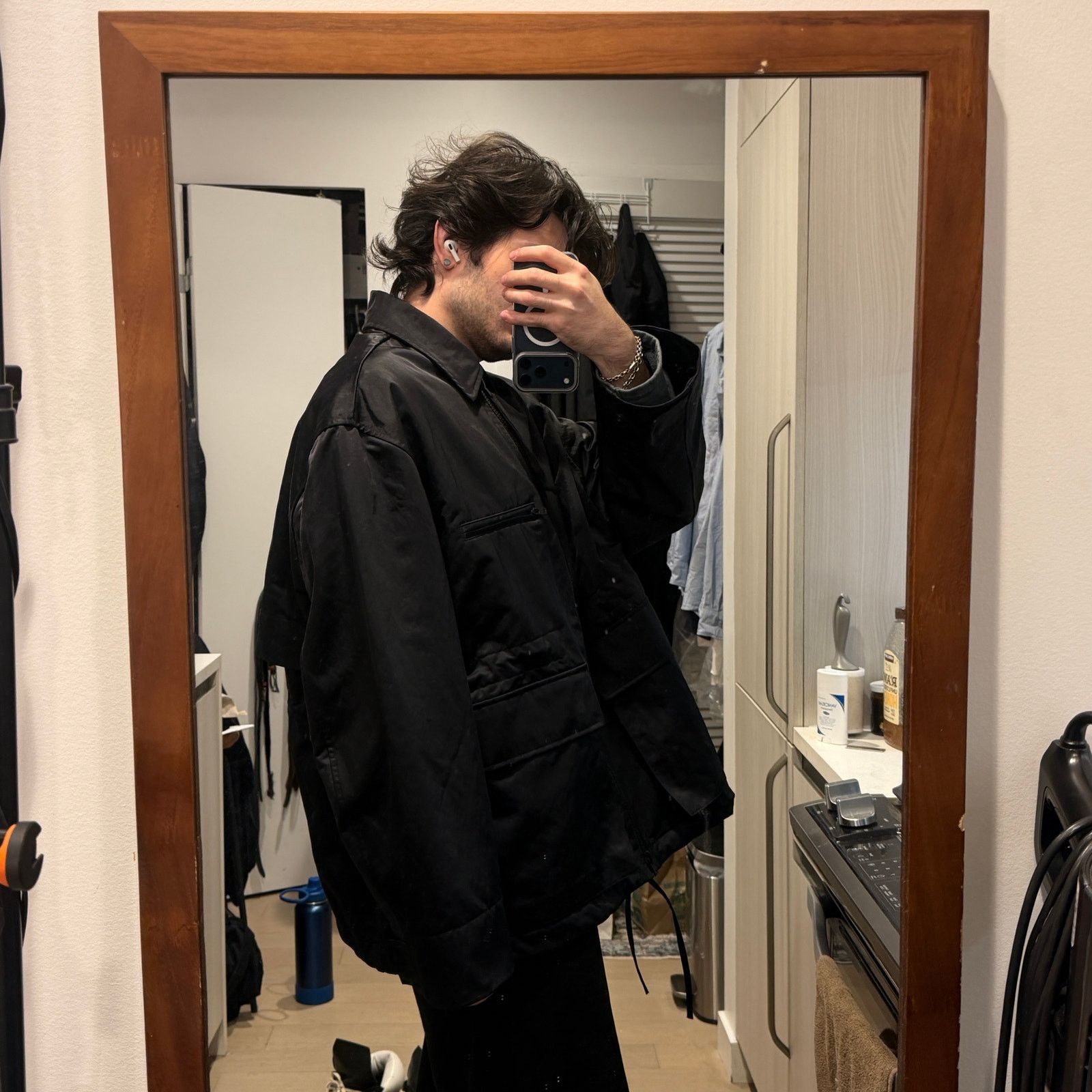 Acne Studios black nylon utility jacket size 46 new with tag