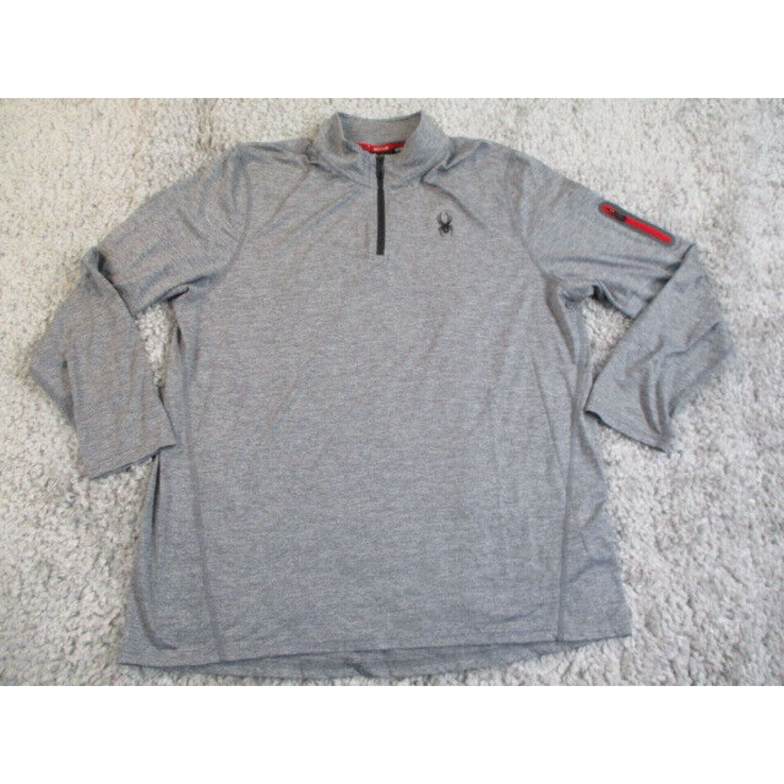 Spyder Spyder ProWeB Shirt Men 2XL Grey Quarter Zip Knit Performance Gym  Laying Active