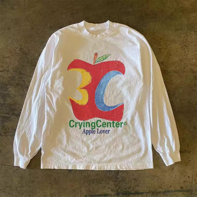 Japanese Brand White Casual Retro Long-Sleeve T-Shirt with Apple Print Size US M / EU 48-50 / 2 - 1 Thumbnail